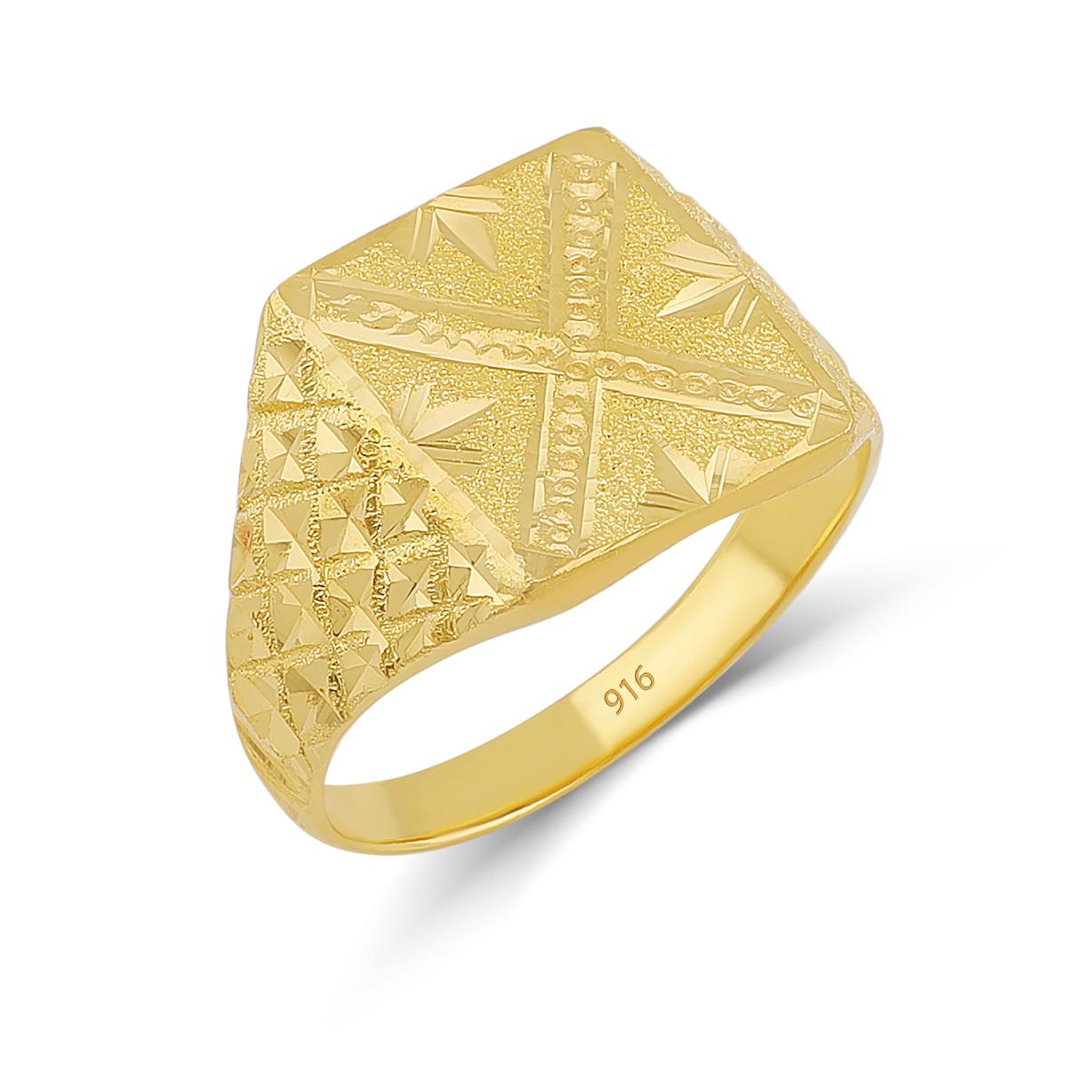 22ct Gold Textured Gents Ring Image