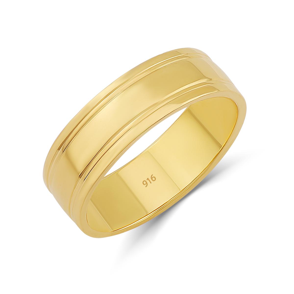 Plain Polish 22ct Gold Band Ring 6.5mm