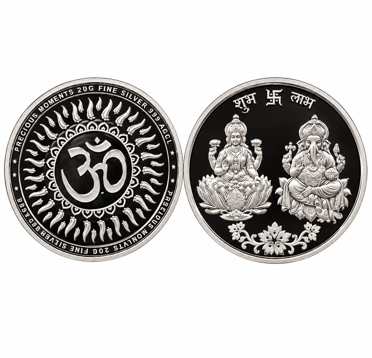 Pure Silver Lakshmi & Ganesh Diwali Coin Image