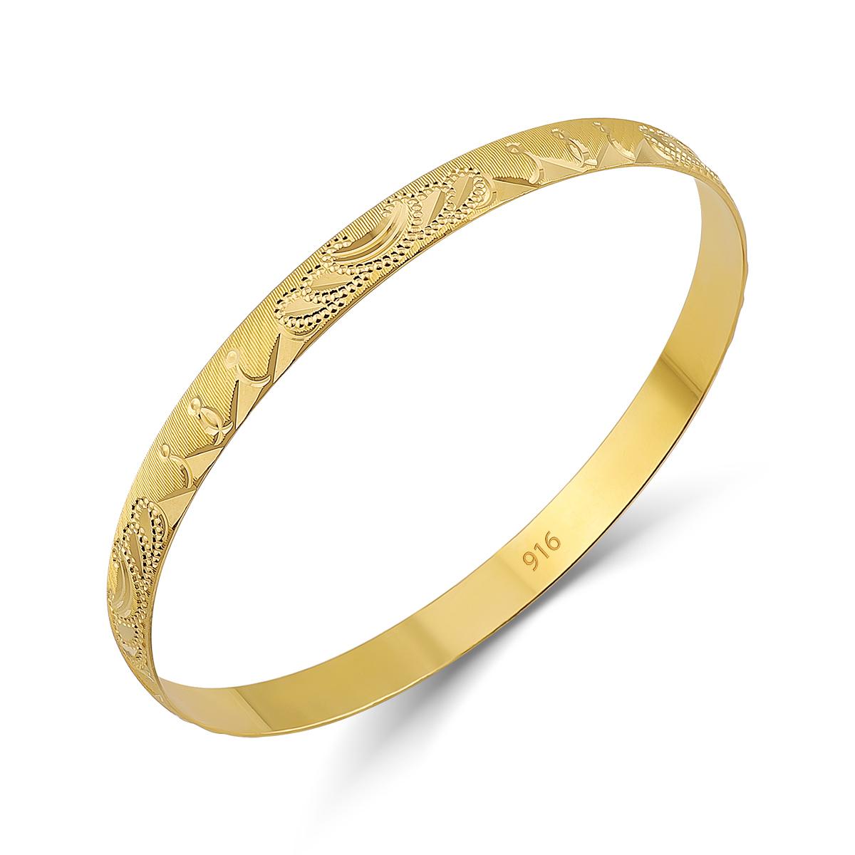 22ct Ladies Diamond Cut Bangle 7mm
