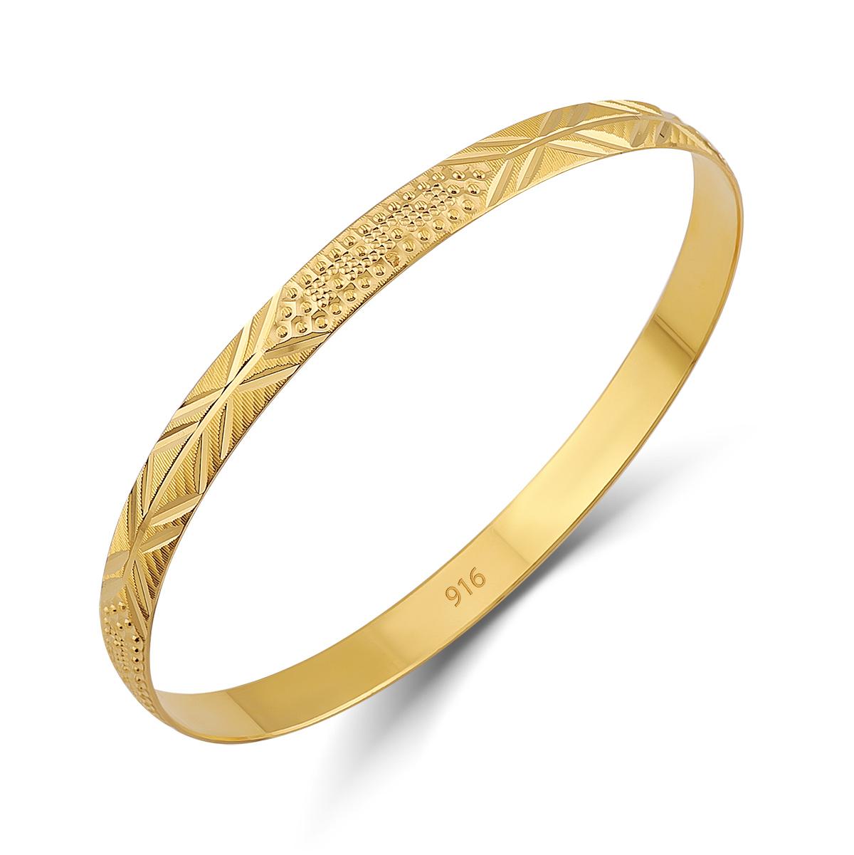 Classic 22ct Diamond Cut Ladies Bangle 7mm