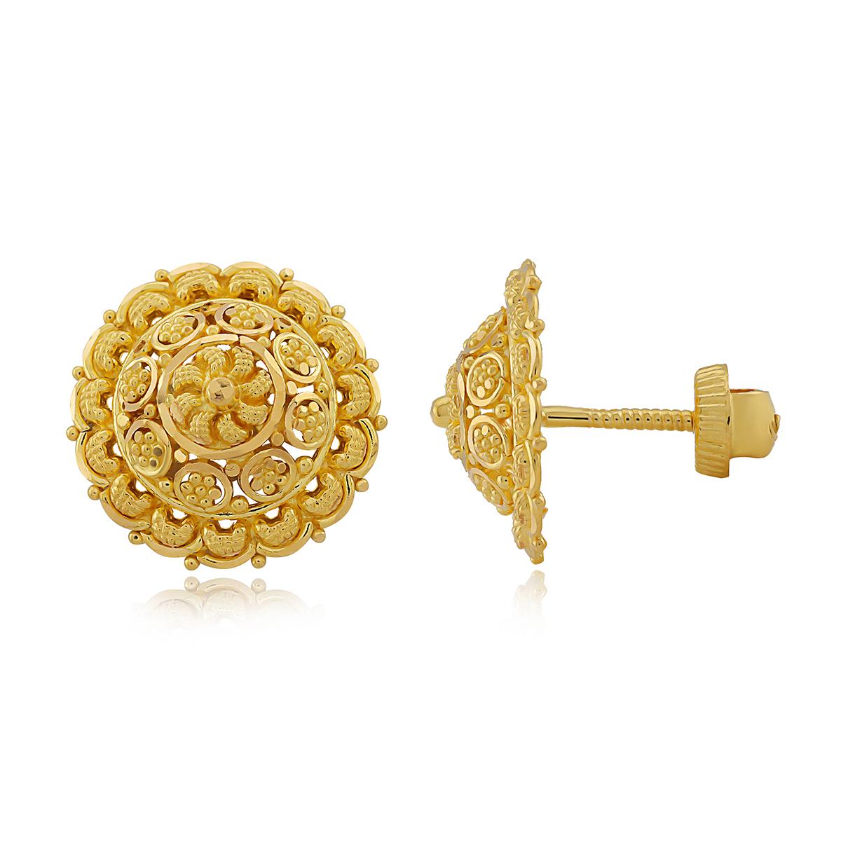Round Gold Earring Studs