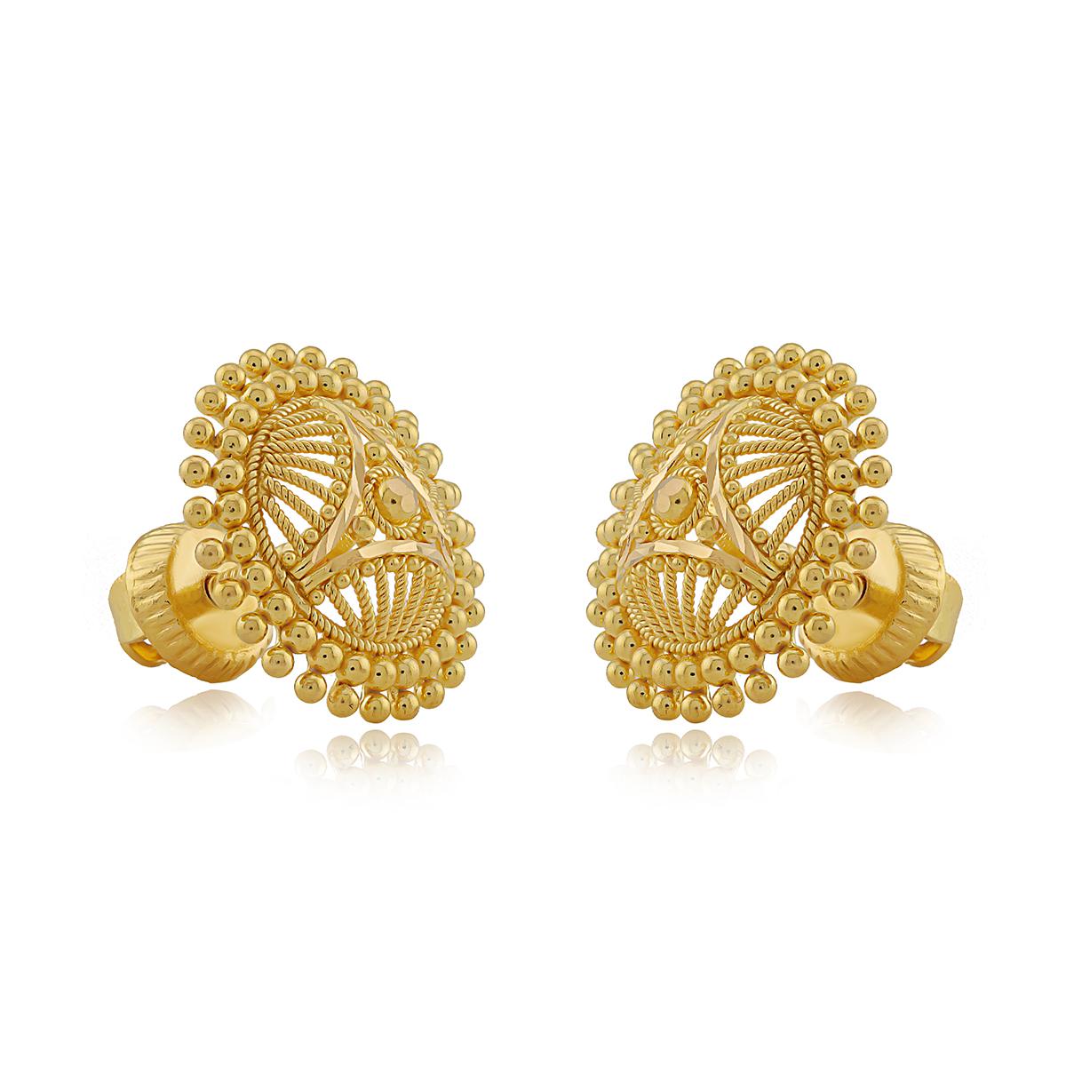Beaded Gold Stud Earrings