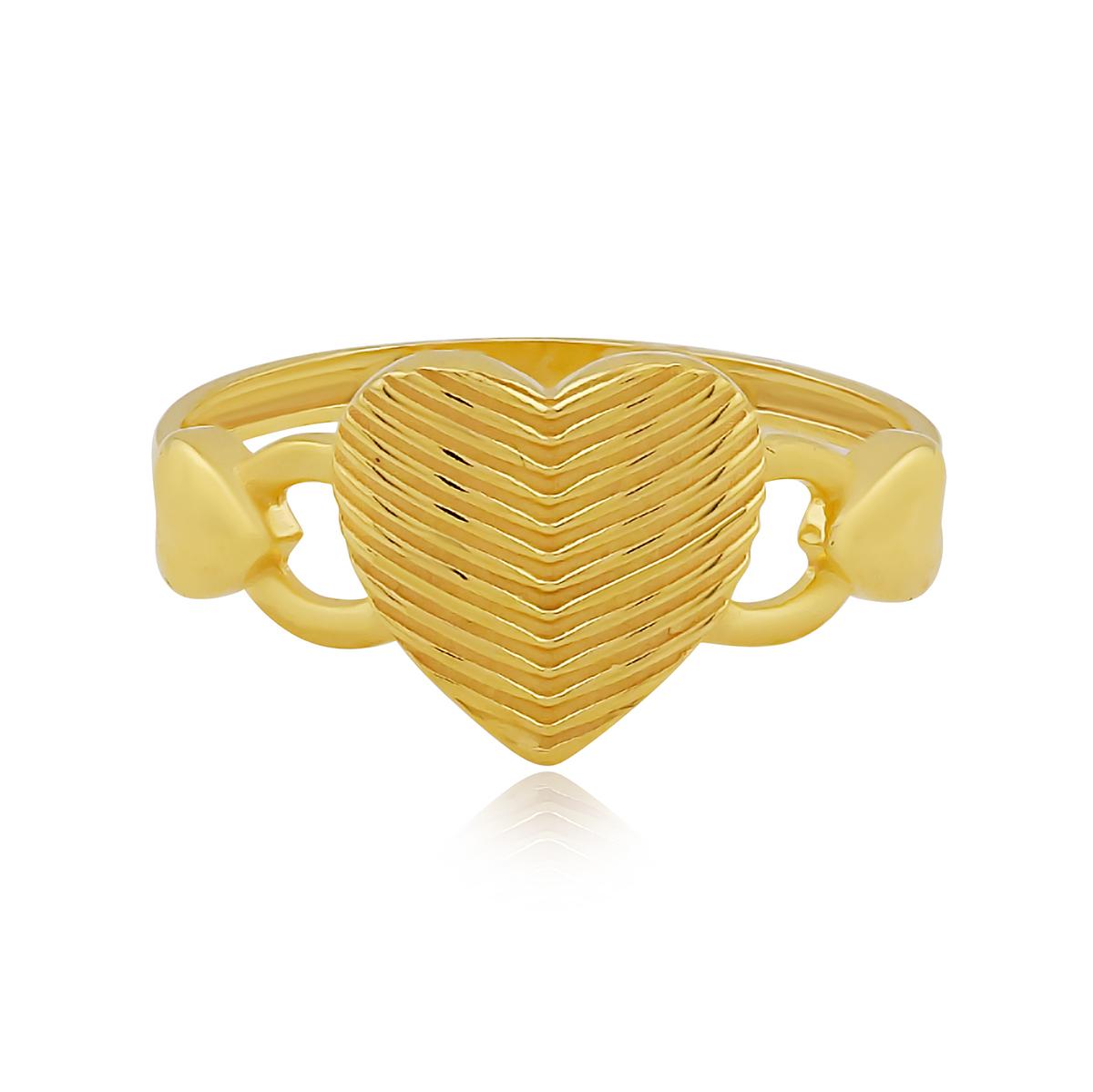 Ribbed Gold Heart Ring