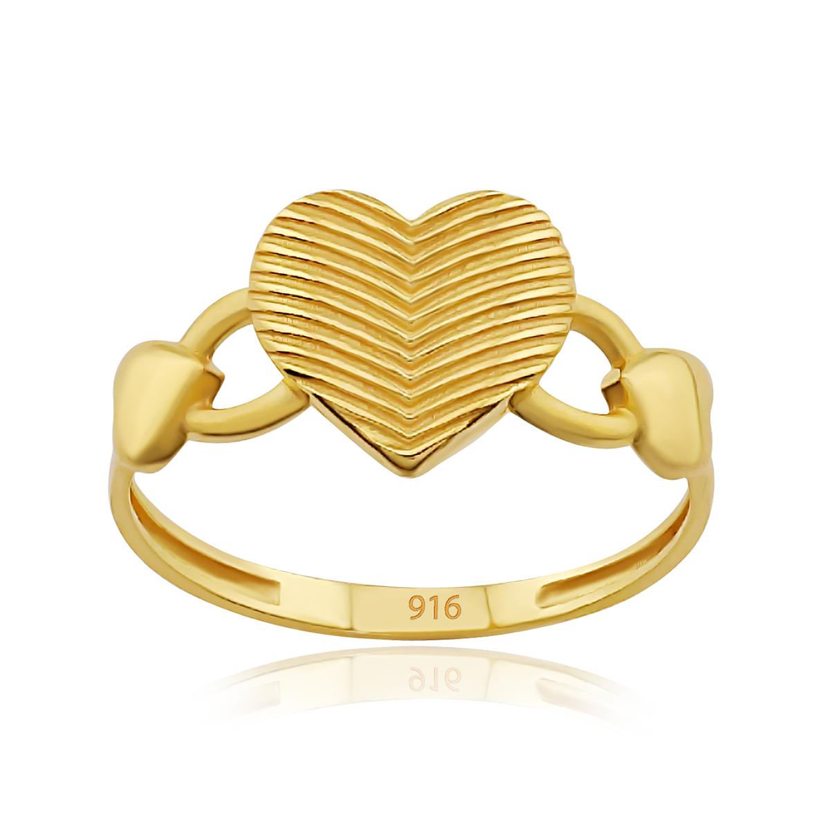 Ribbed Gold Heart Ring Image