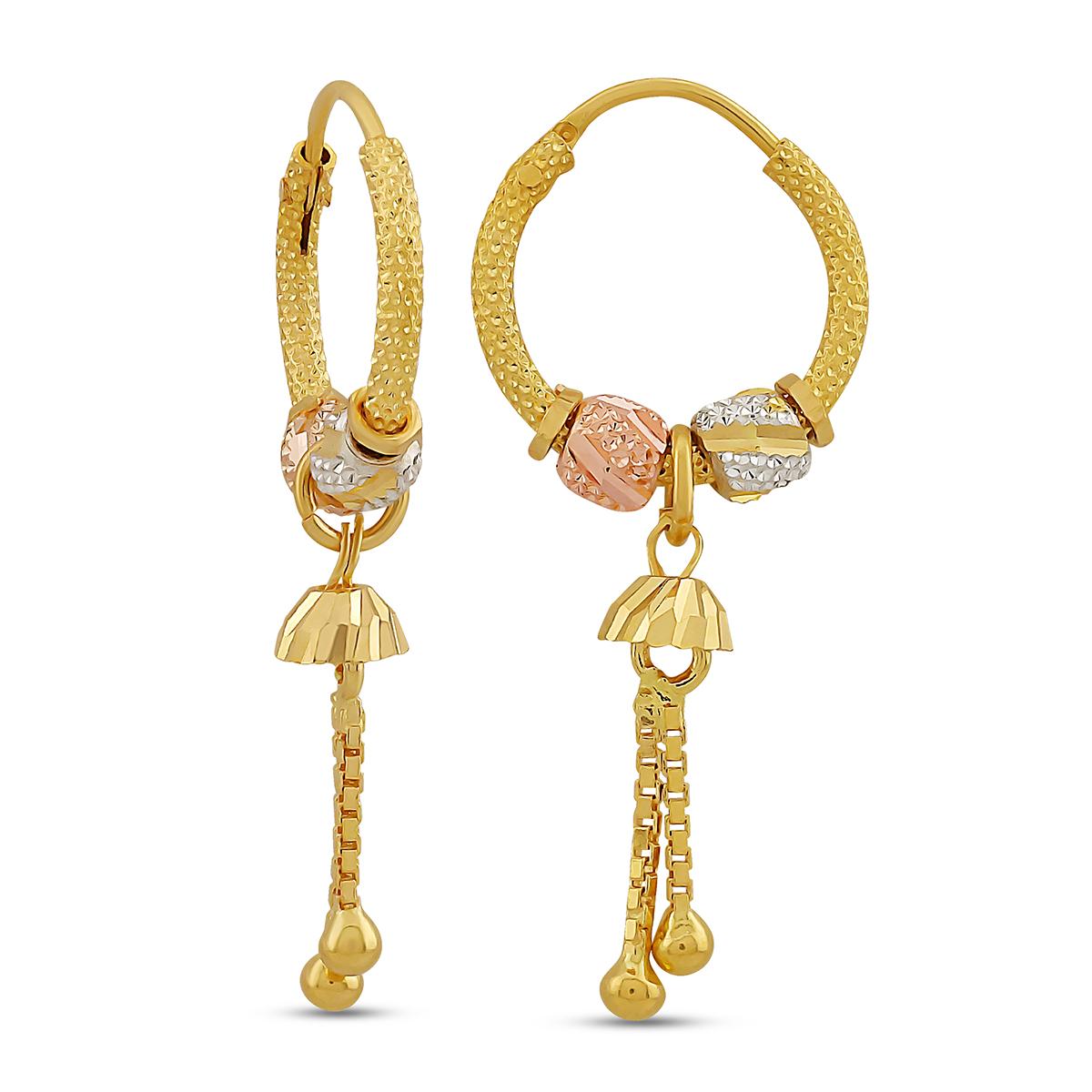 Tri Colour Sparkle Cut Hoops With Insert Closure