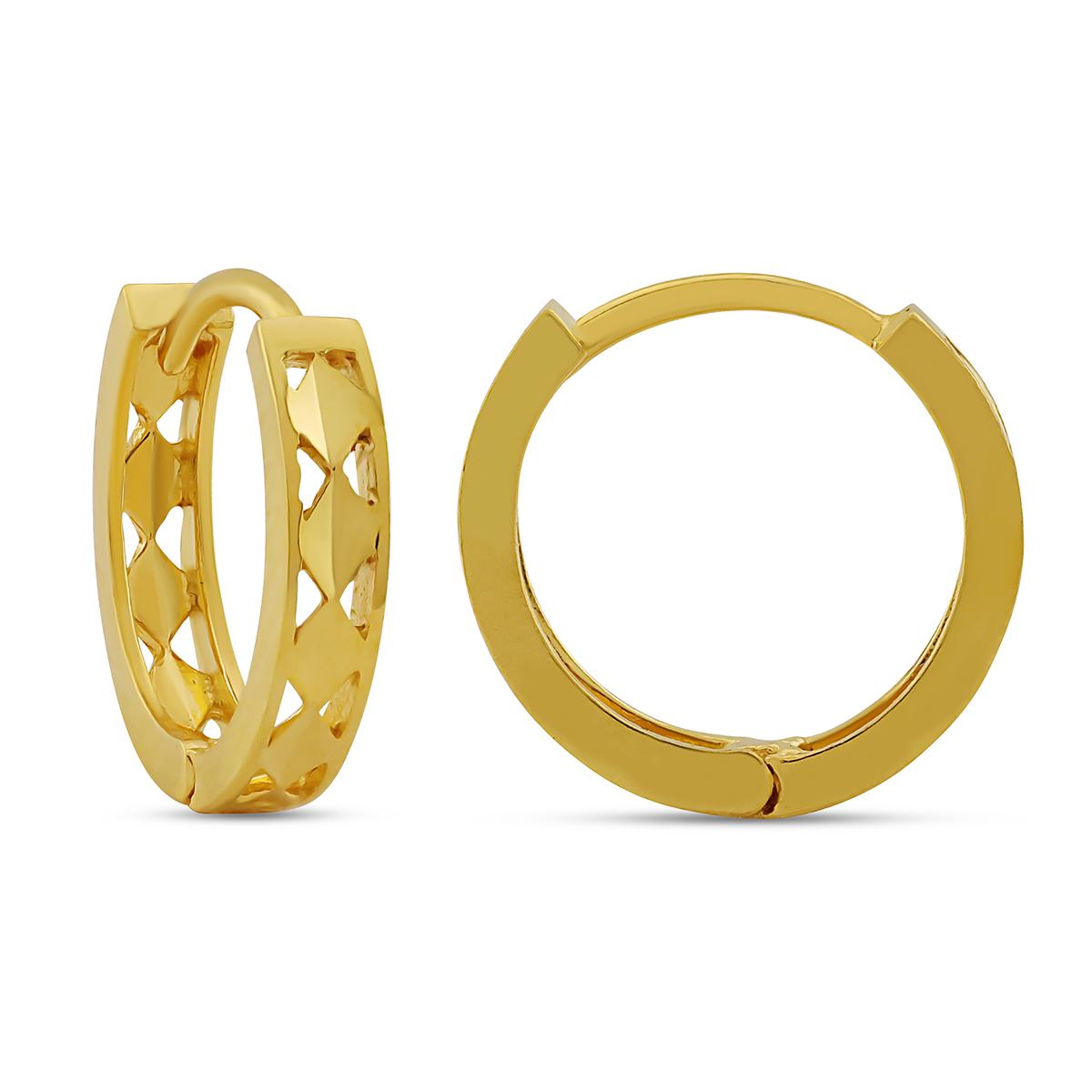 Diamond Shape Daily Gold Huggies With Click Lock