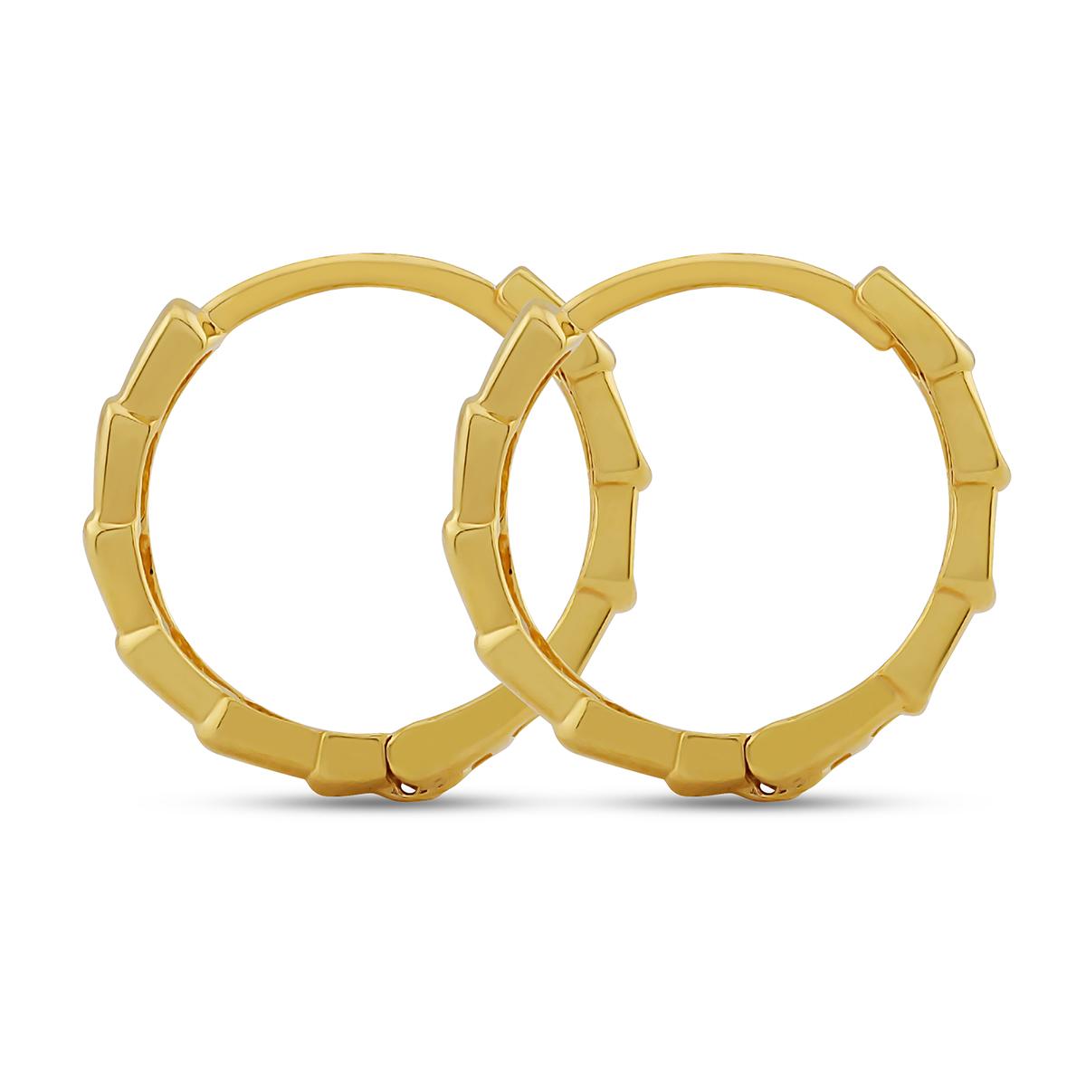 Hollow Back Ridge Design Gold Huggies With Click Lock