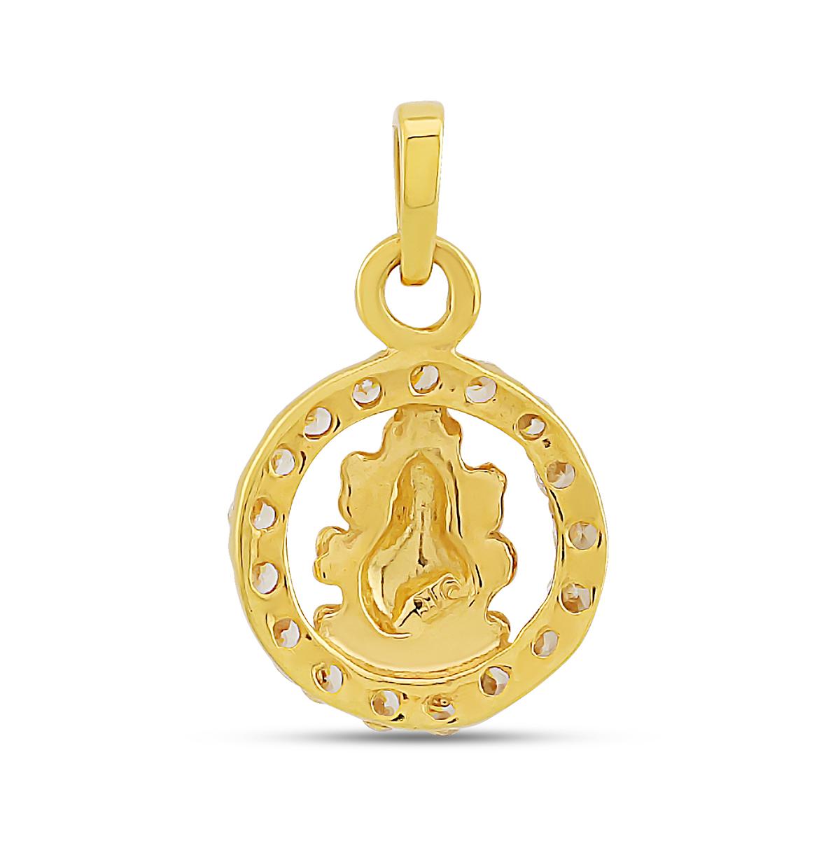 22ct Gold CZ Stone Halo Ganesha Pendant