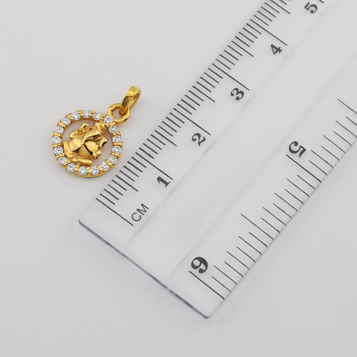 22ct Gold CZ Stone Halo Ganesha Pendant