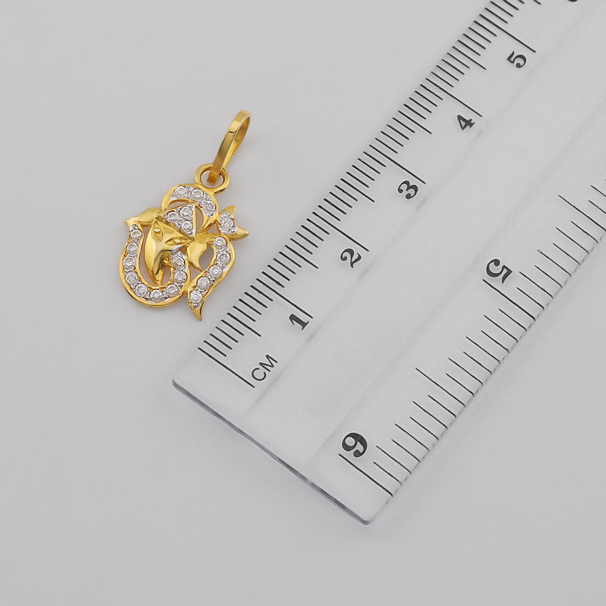 22ct Gold CZ Stone Divine Om Ganesha Pendant
