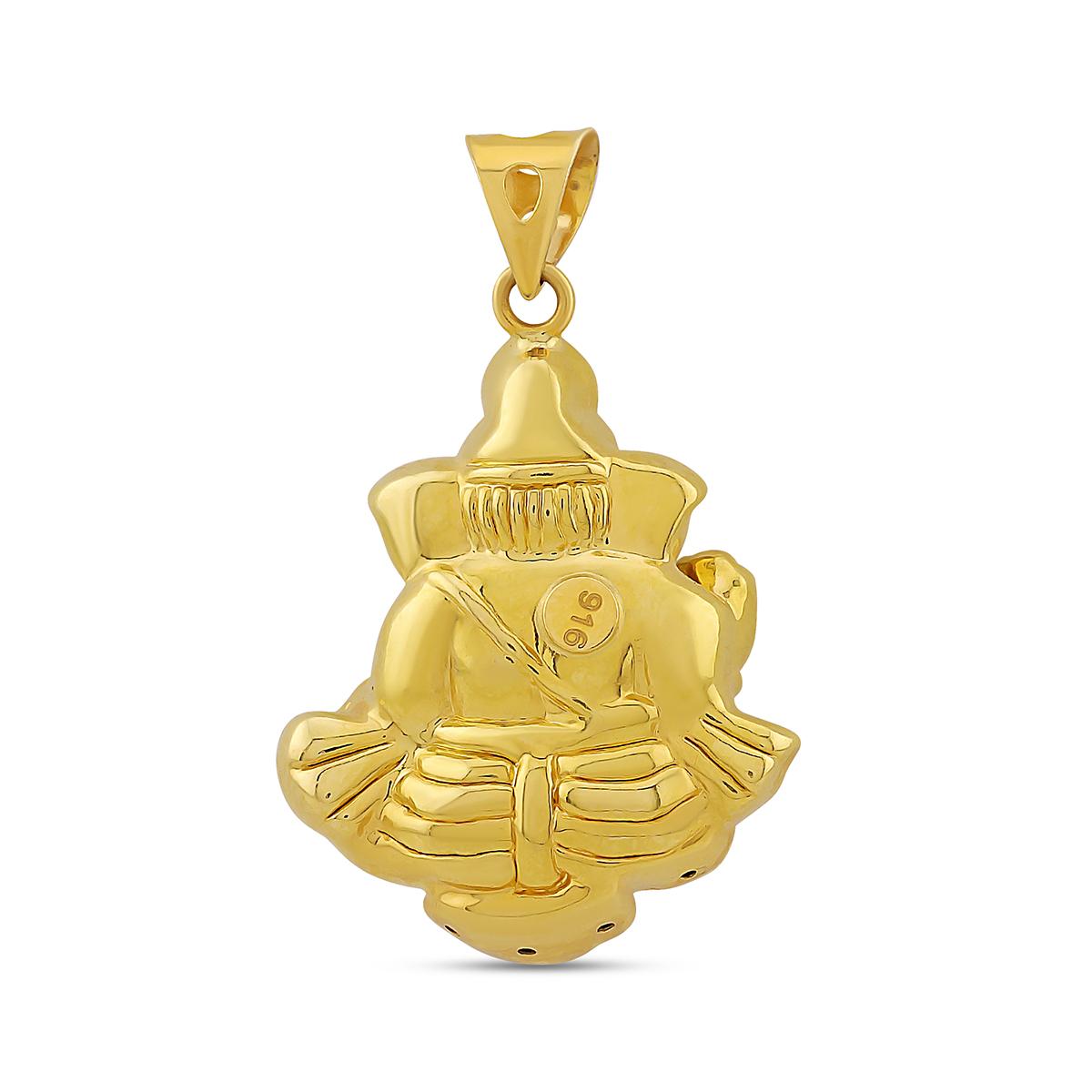 22ct Gold Radiant Enamelled Ganesha Pendant