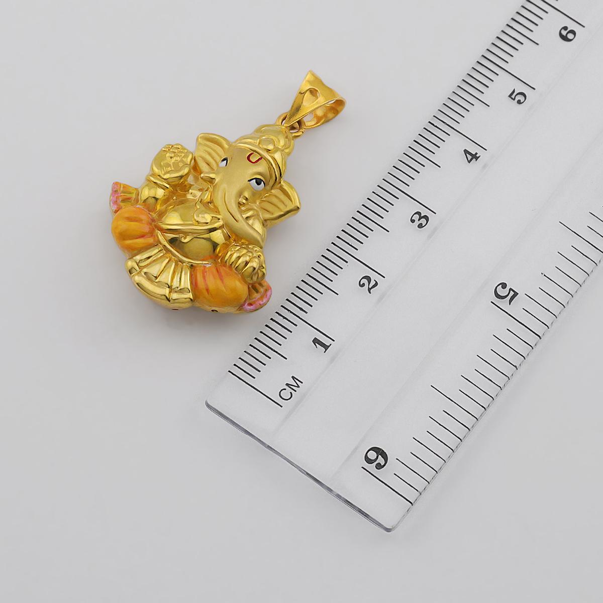 22ct Gold Radiant Enamelled Ganesha Pendant