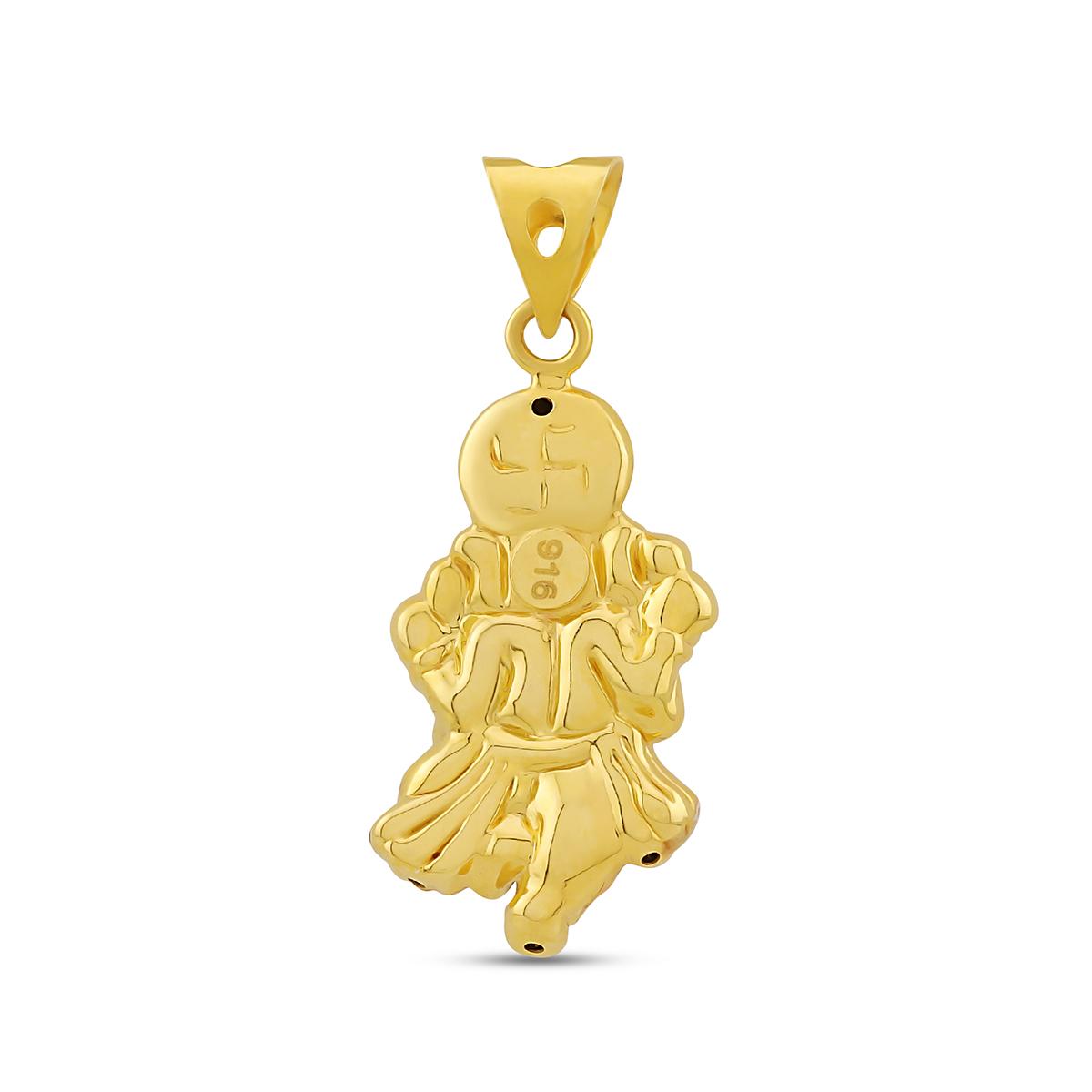 22ct Gold Majestic Enamelled Ganesha Pendant