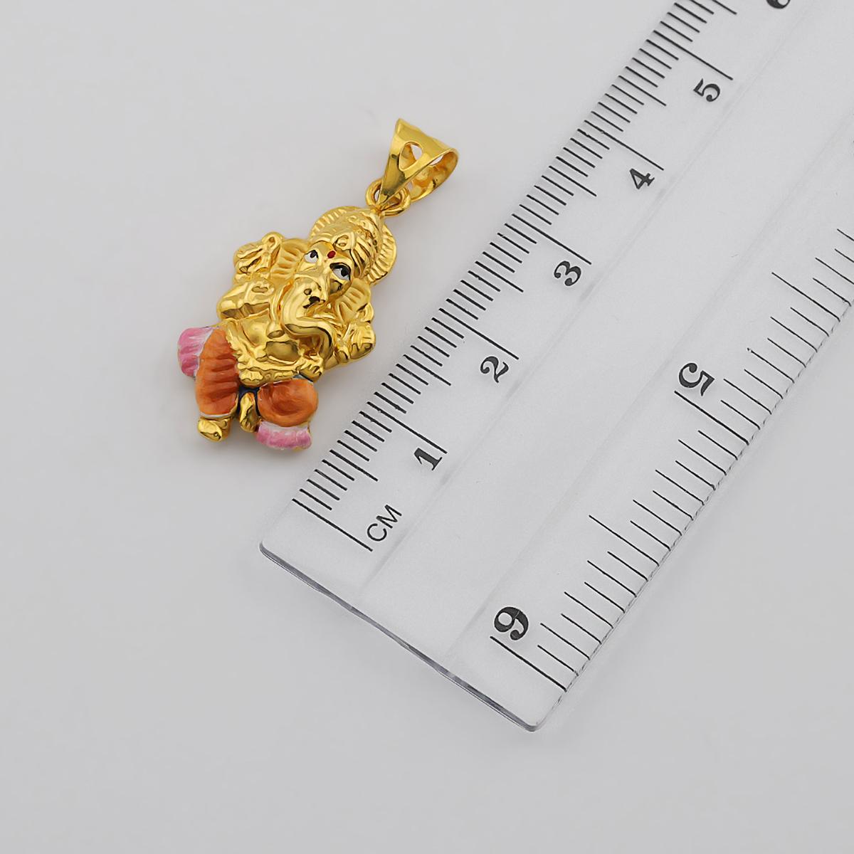 22ct Gold Majestic Enamelled Ganesha Pendant
