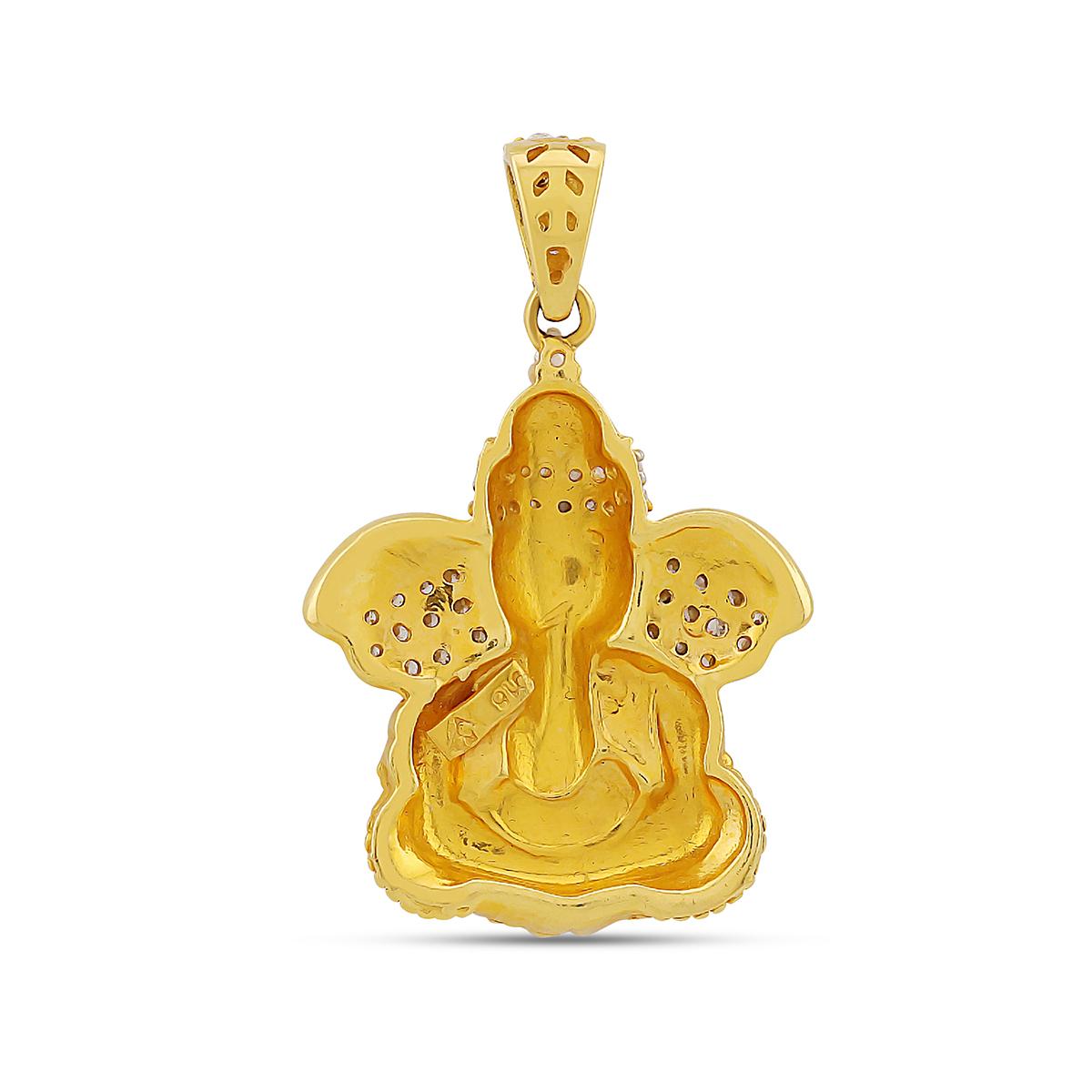 22ct Gold CZ Enamelled Ganesha Pendant