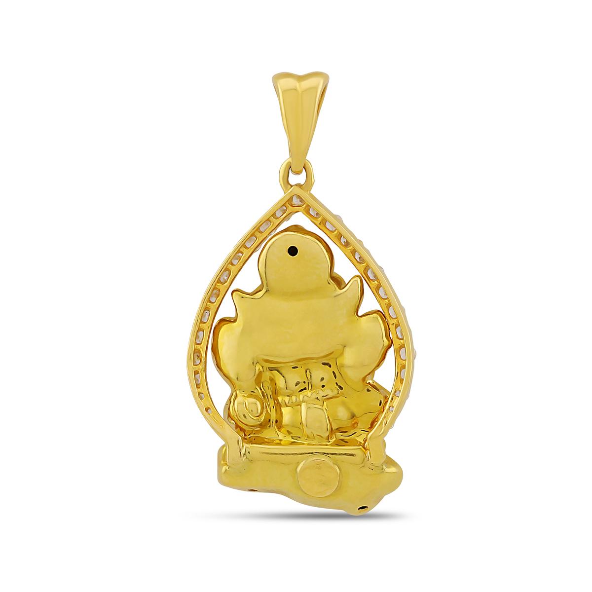 22ct Gold CZ Halo Ganesha Pendant