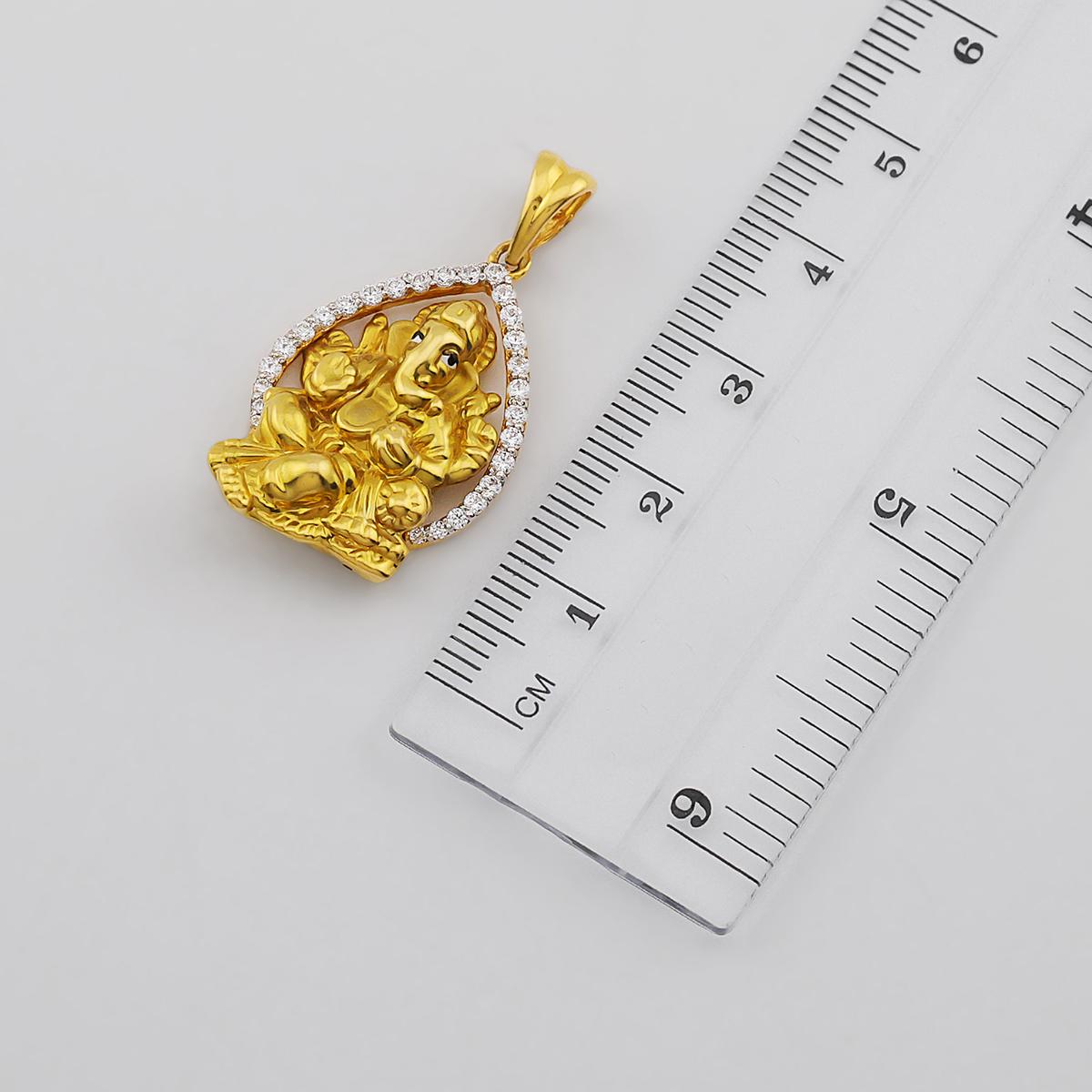 22ct Gold CZ Halo Ganesha Pendant