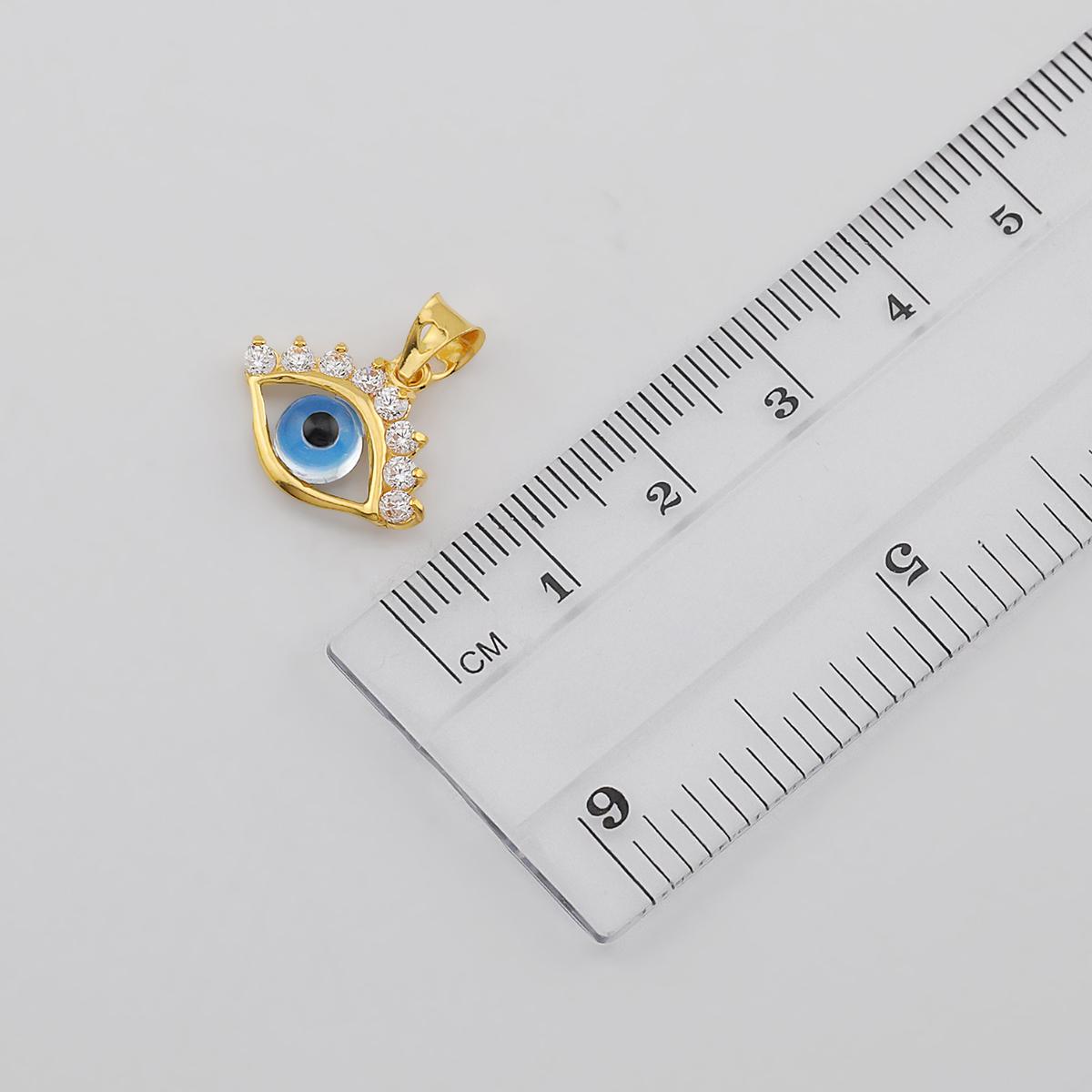 22ct Gold Cz Halo Evil Eye Pendant