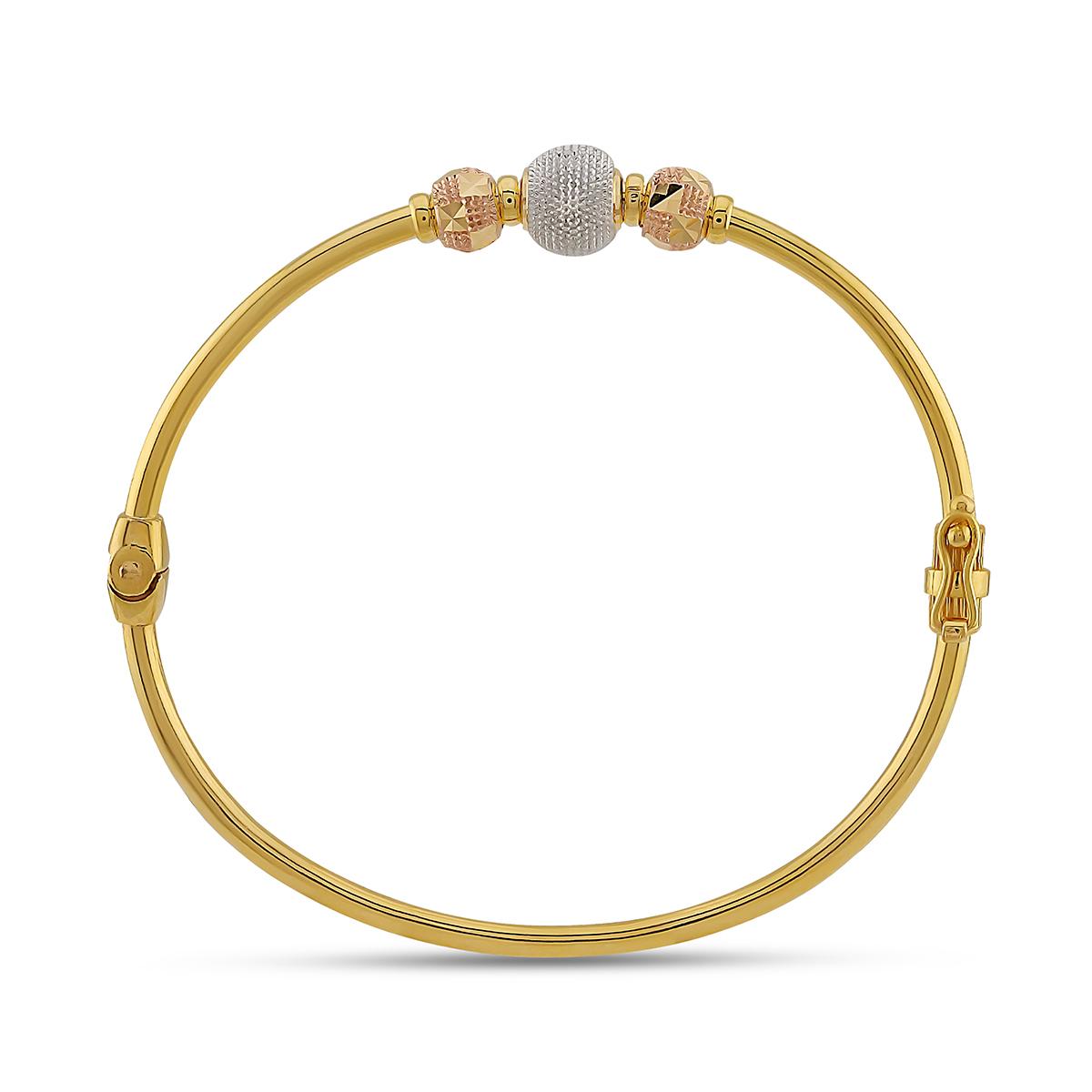 Triple Ball Tri Colour Gold Single Bangle