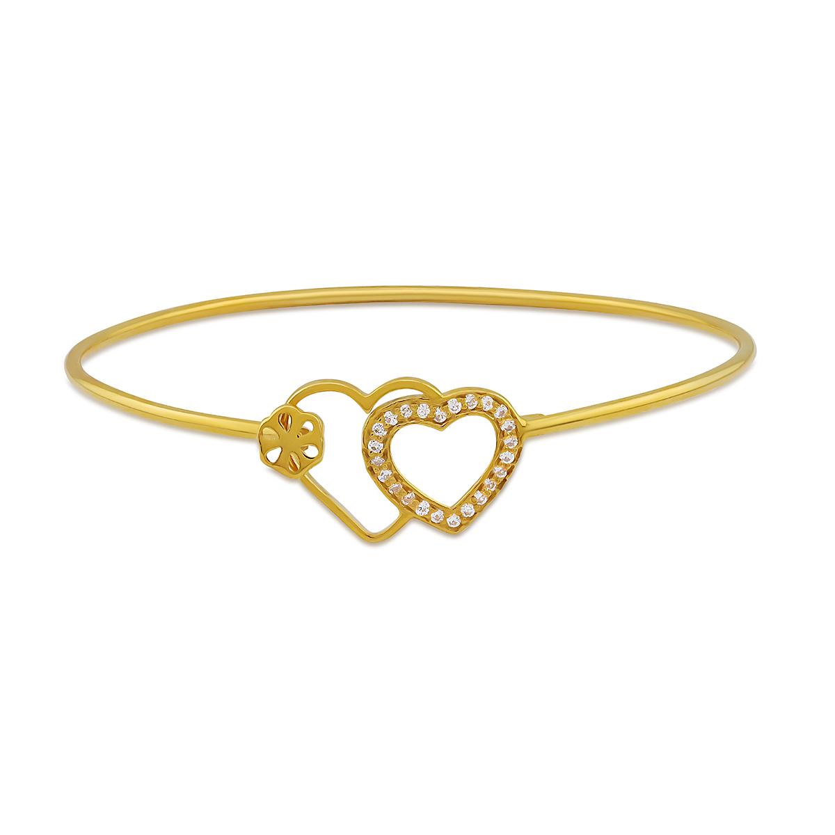 Double Heart Petal Design Single Bangle