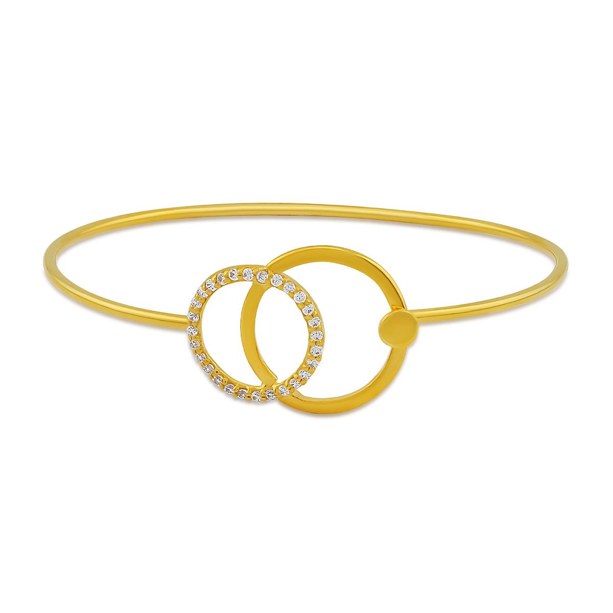 Gold and CZ Double O Single Bangle