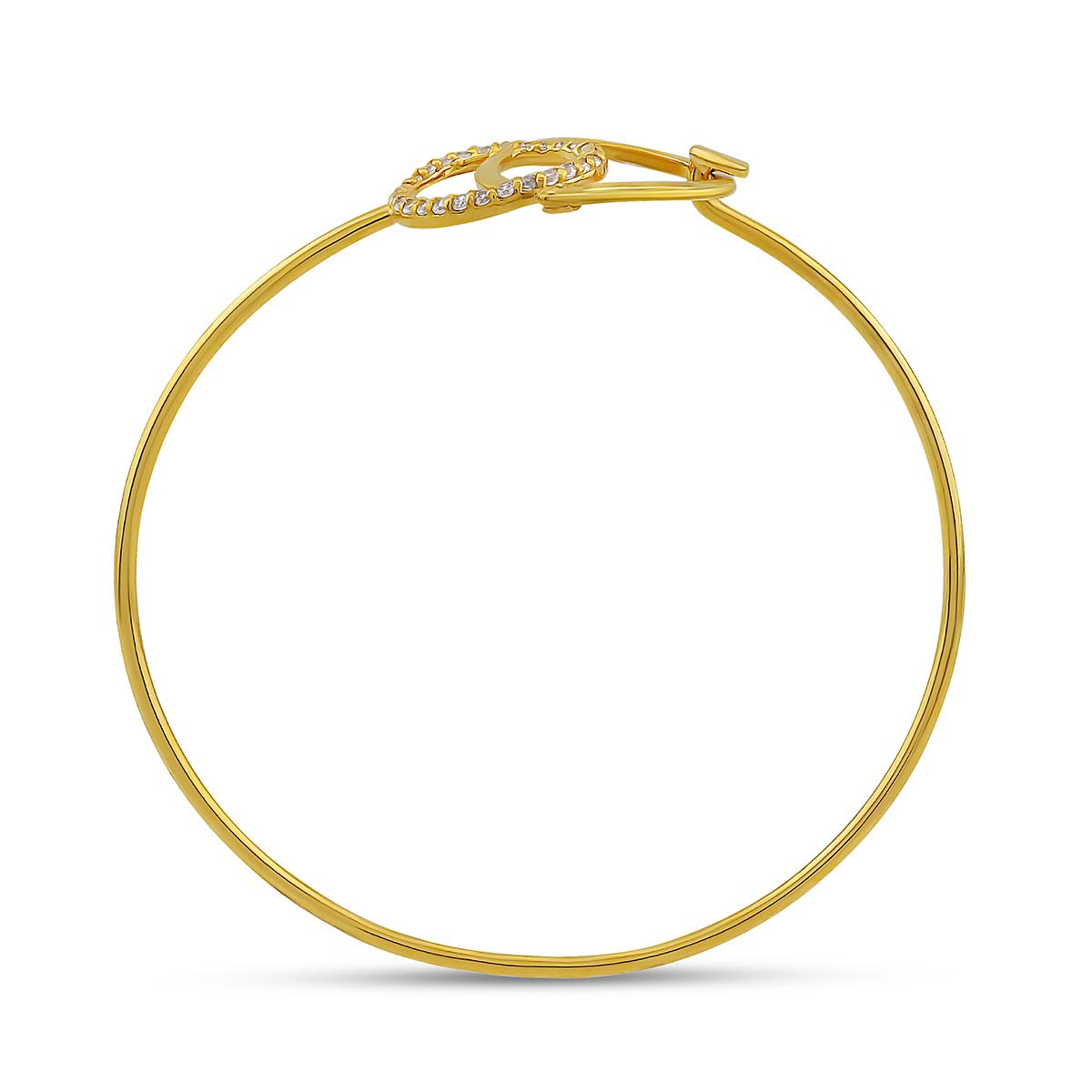 Gold and CZ Double O Single Bangle
