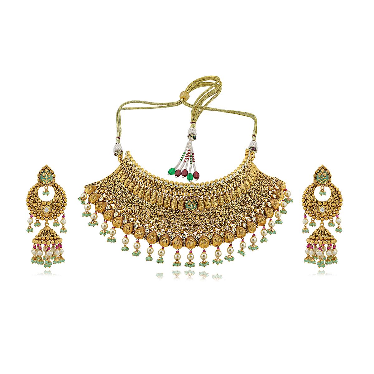 Emerald Antique Bridal Necklace Set Image