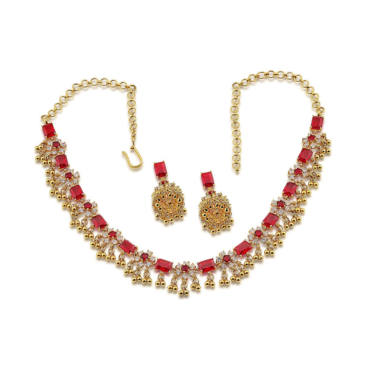 White & Red Zircon Necklace Set Image