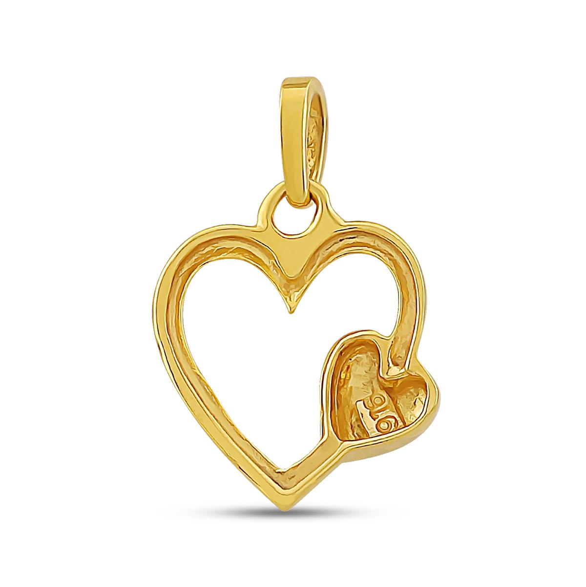 Two Tone Double Heart Pendant