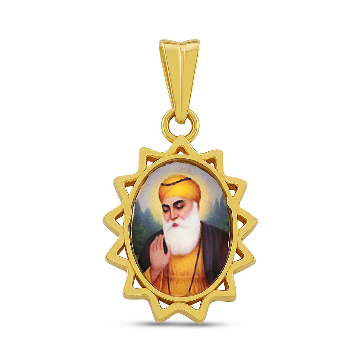 Guru Nanak Picture Pendant 22ct Gold Image