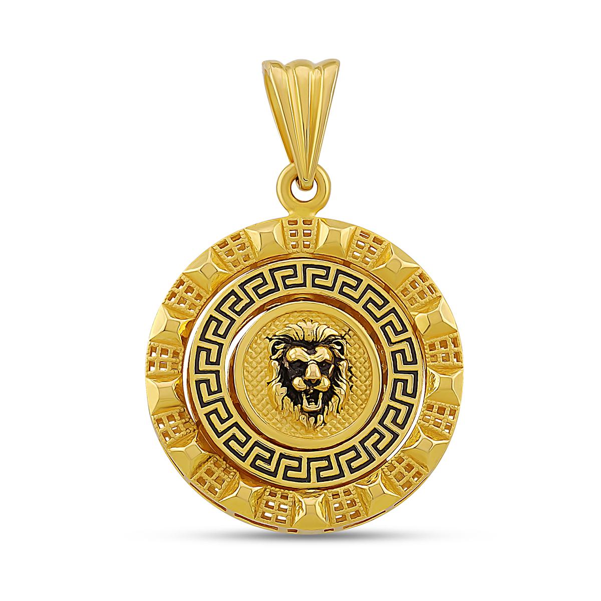 Turning Khanda & Lion Pendant