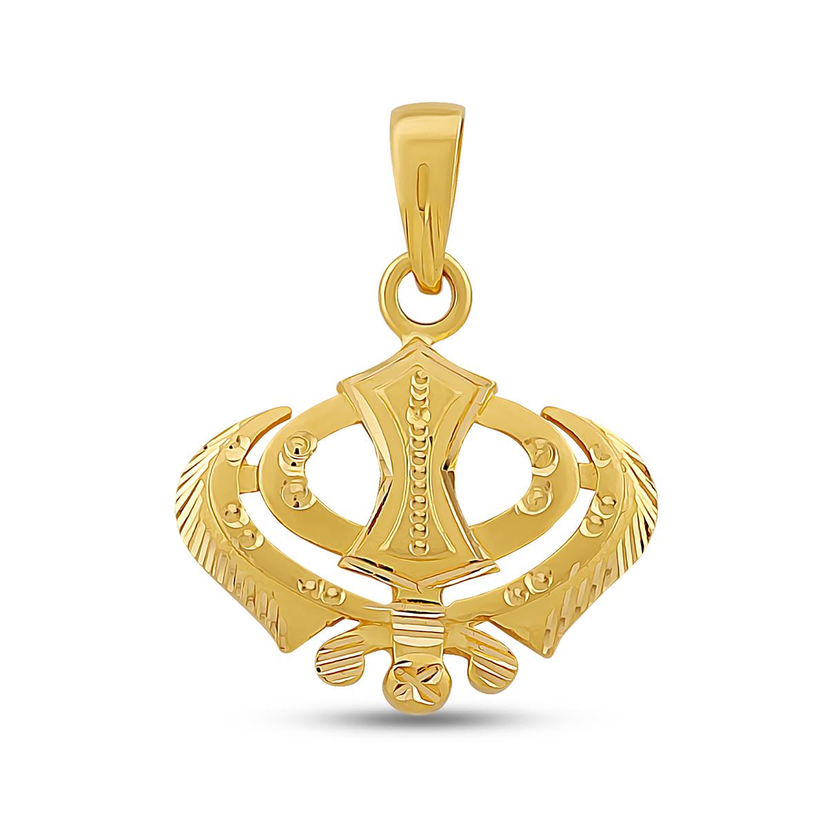 Wide Diamond Cut Khanda Pendant Image