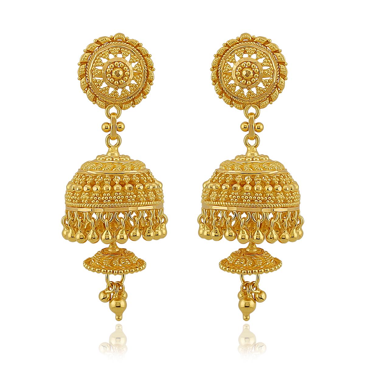 Classic 22ct Gold Bell Jhumka Earrings Image