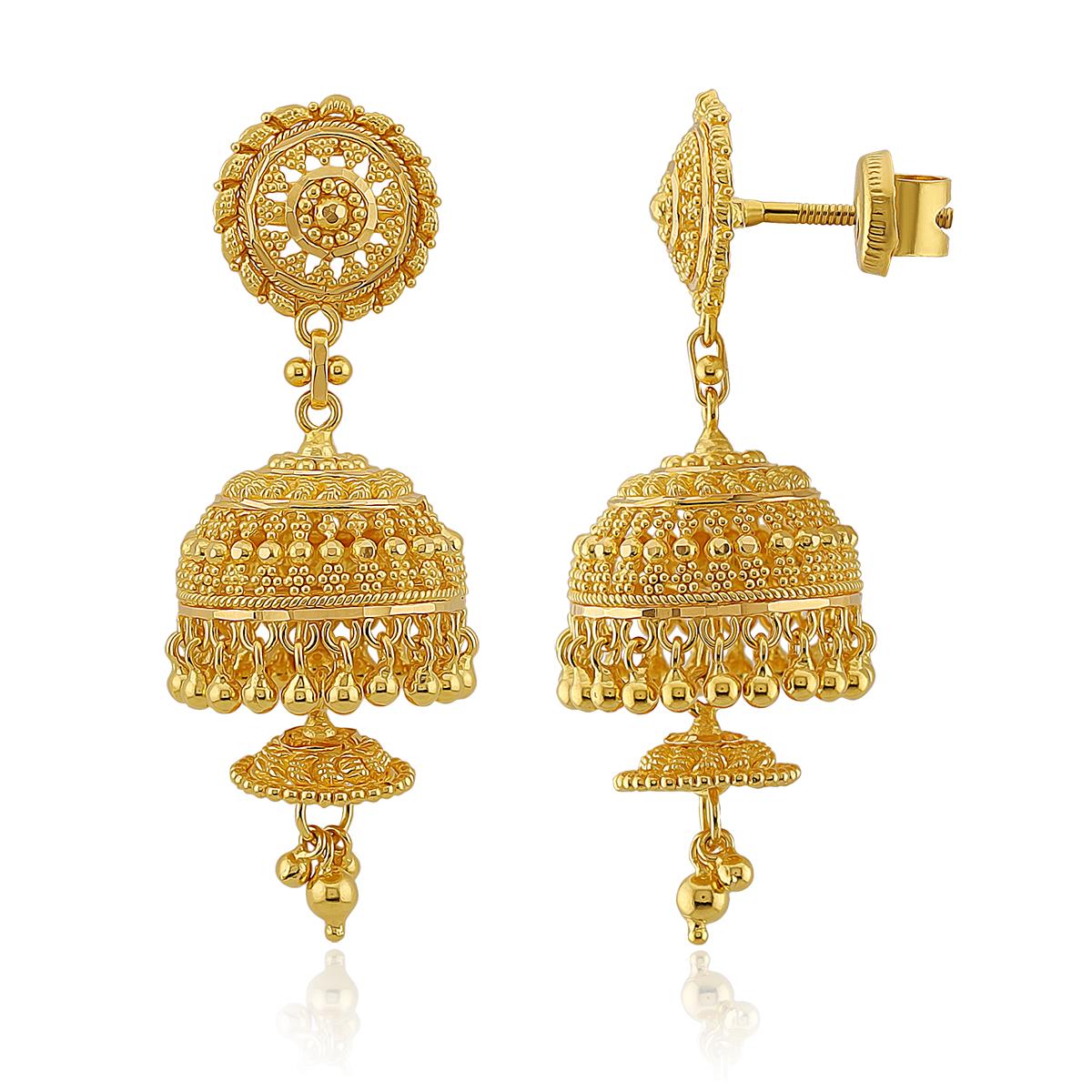 Classic 22ct Gold Bell Jhumka Earrings