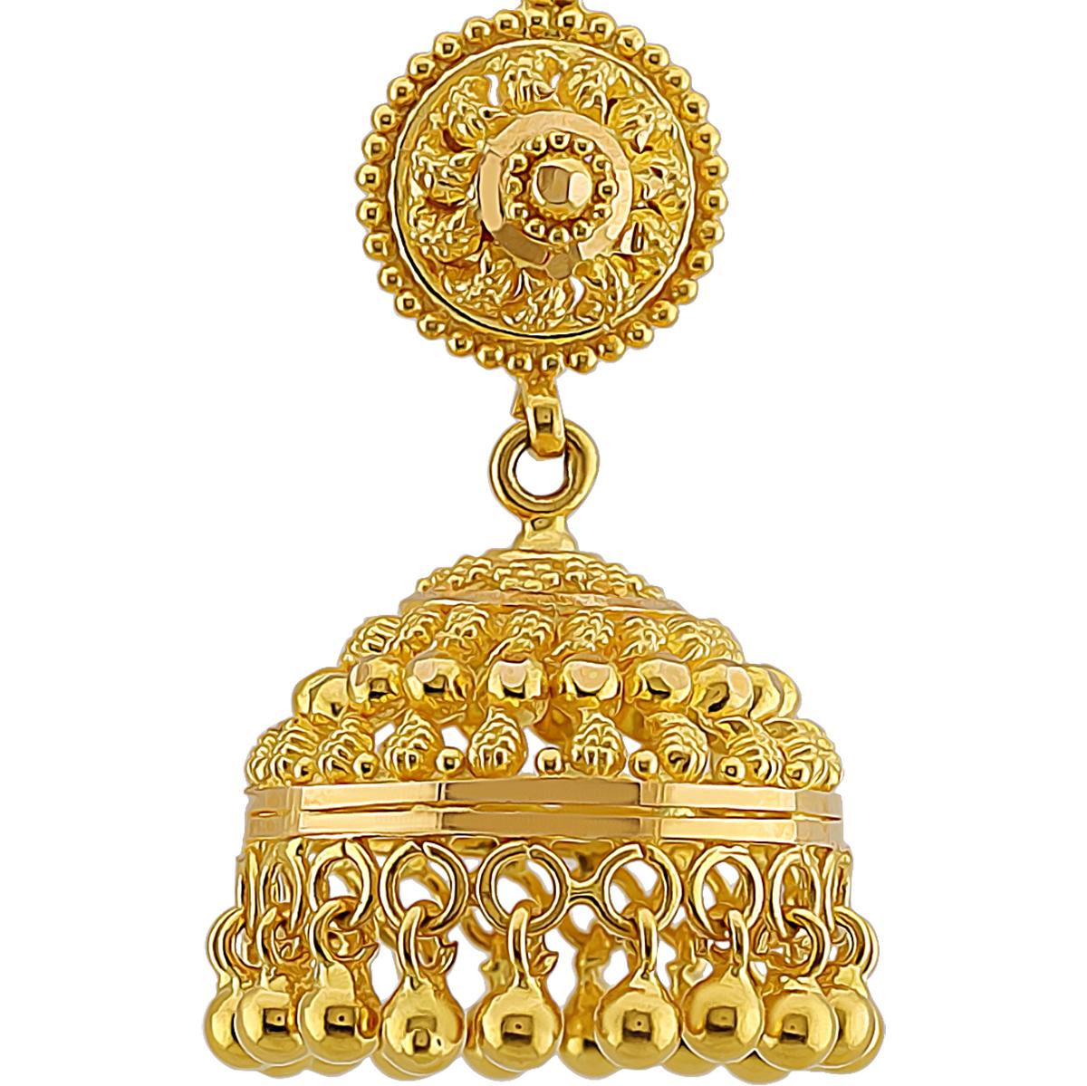 Intricate 22ct Gold Drop Jhumka Earrings