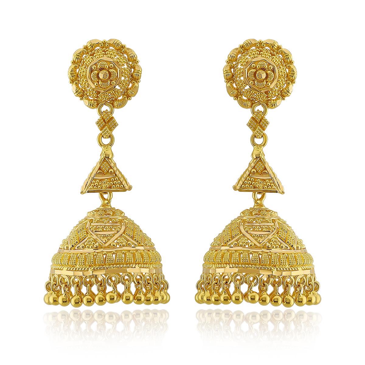Floral 22ct Gold Jhumka Earrings Image