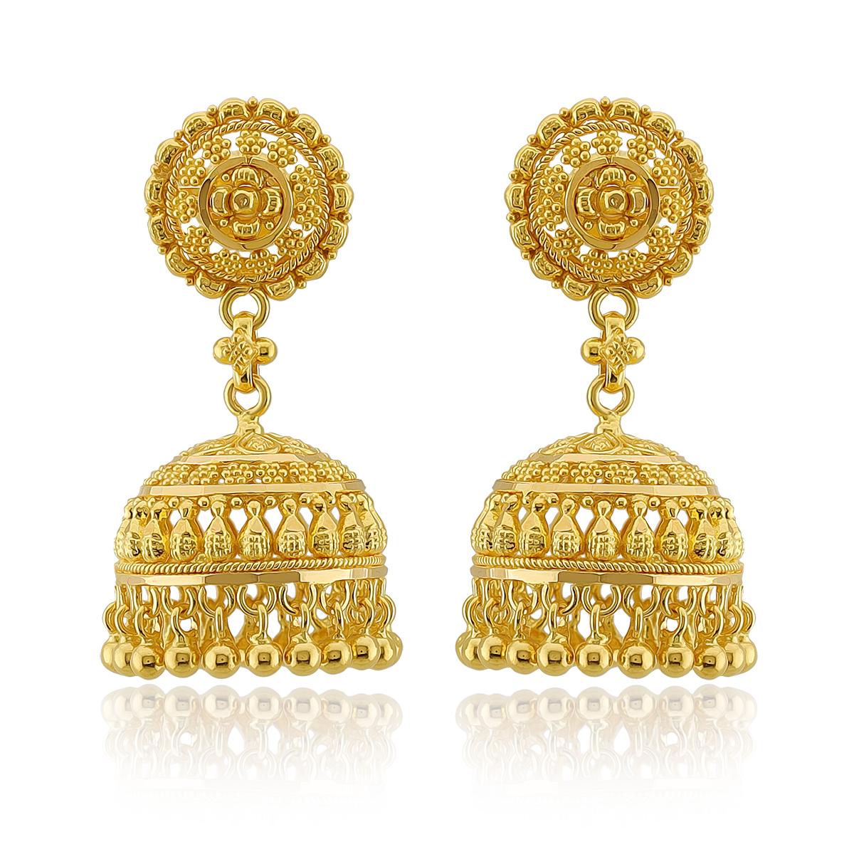 Classic 22ct Gold Bell Jhumka Earrings Image