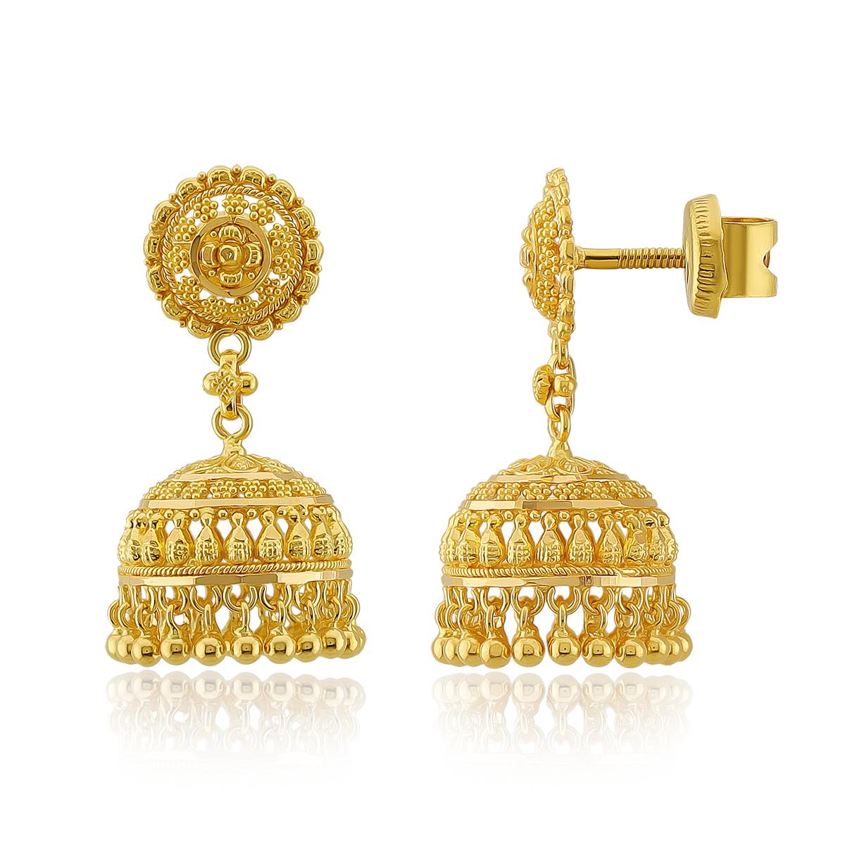 Classic 22ct Gold Bell Jhumka Earrings