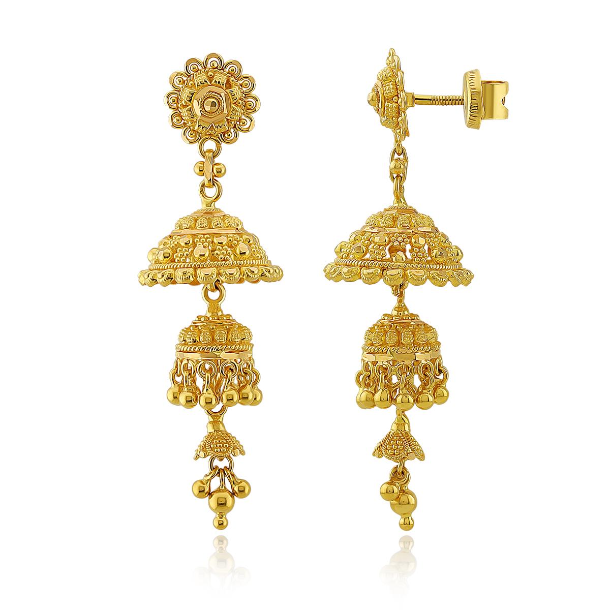 3 Layer Lightweight Jhumka Earrings
