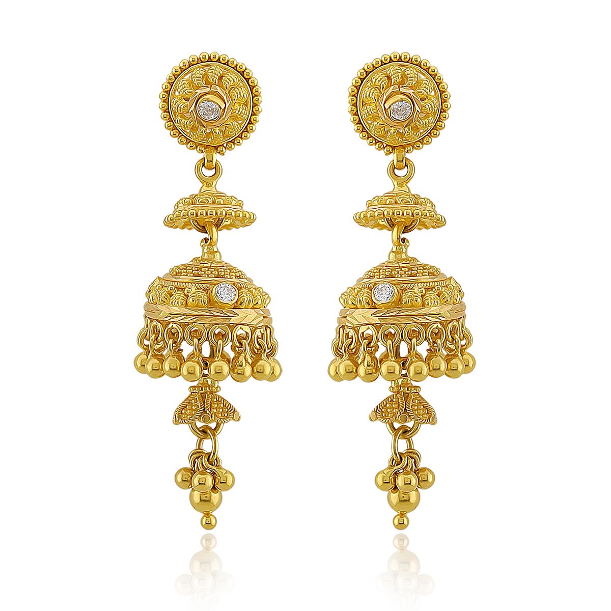 22ct Gold Traditional Jhumka Earrings Image