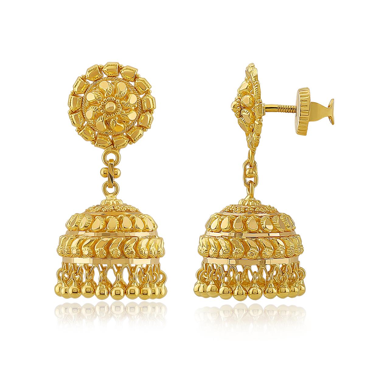 Classic 22ct Gold Jhumka Earrings