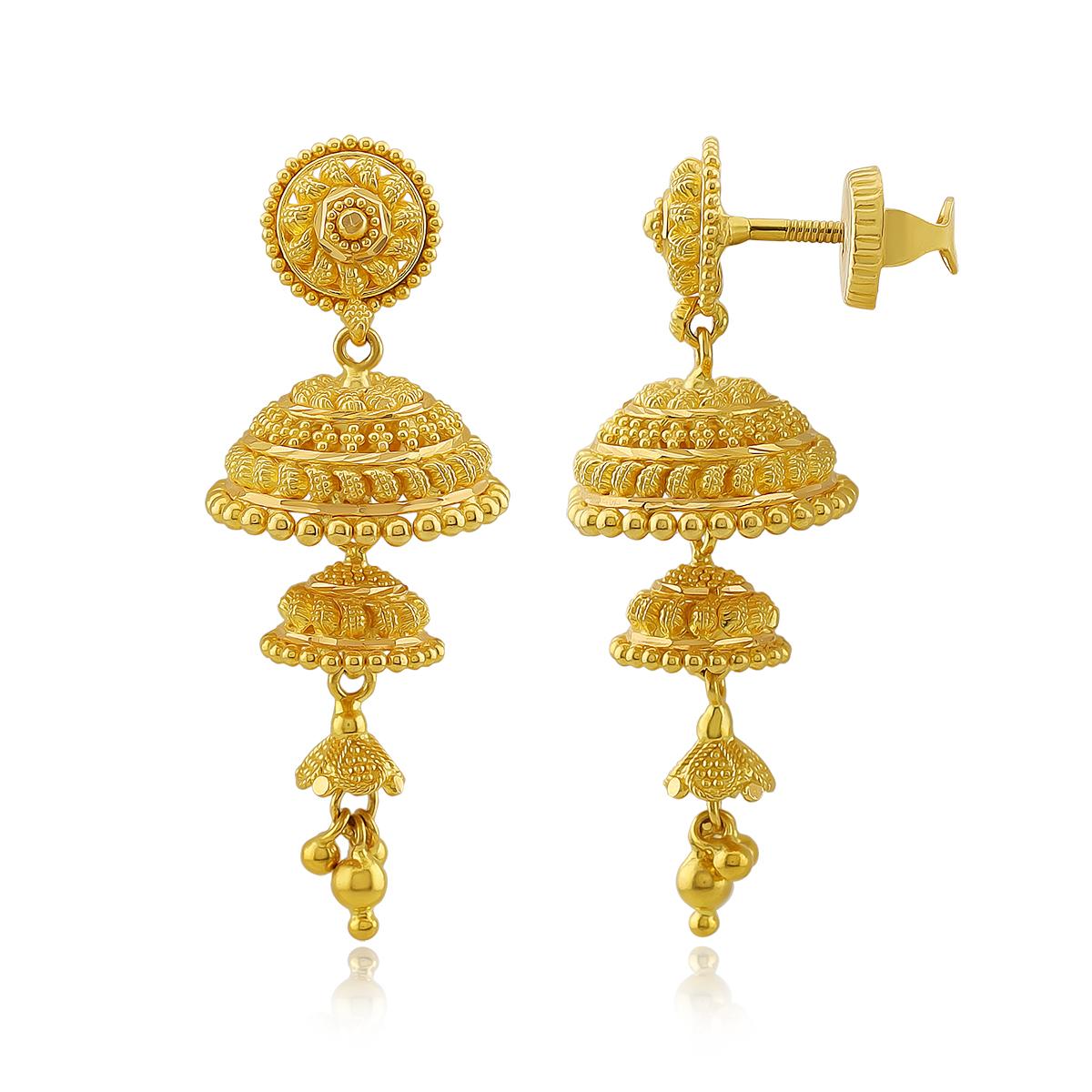 Traditional Indian Gold Jhumka Earrings