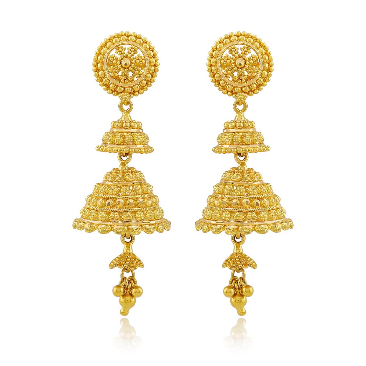 Ornate 22ct Gold Bridal Jhumkas Image