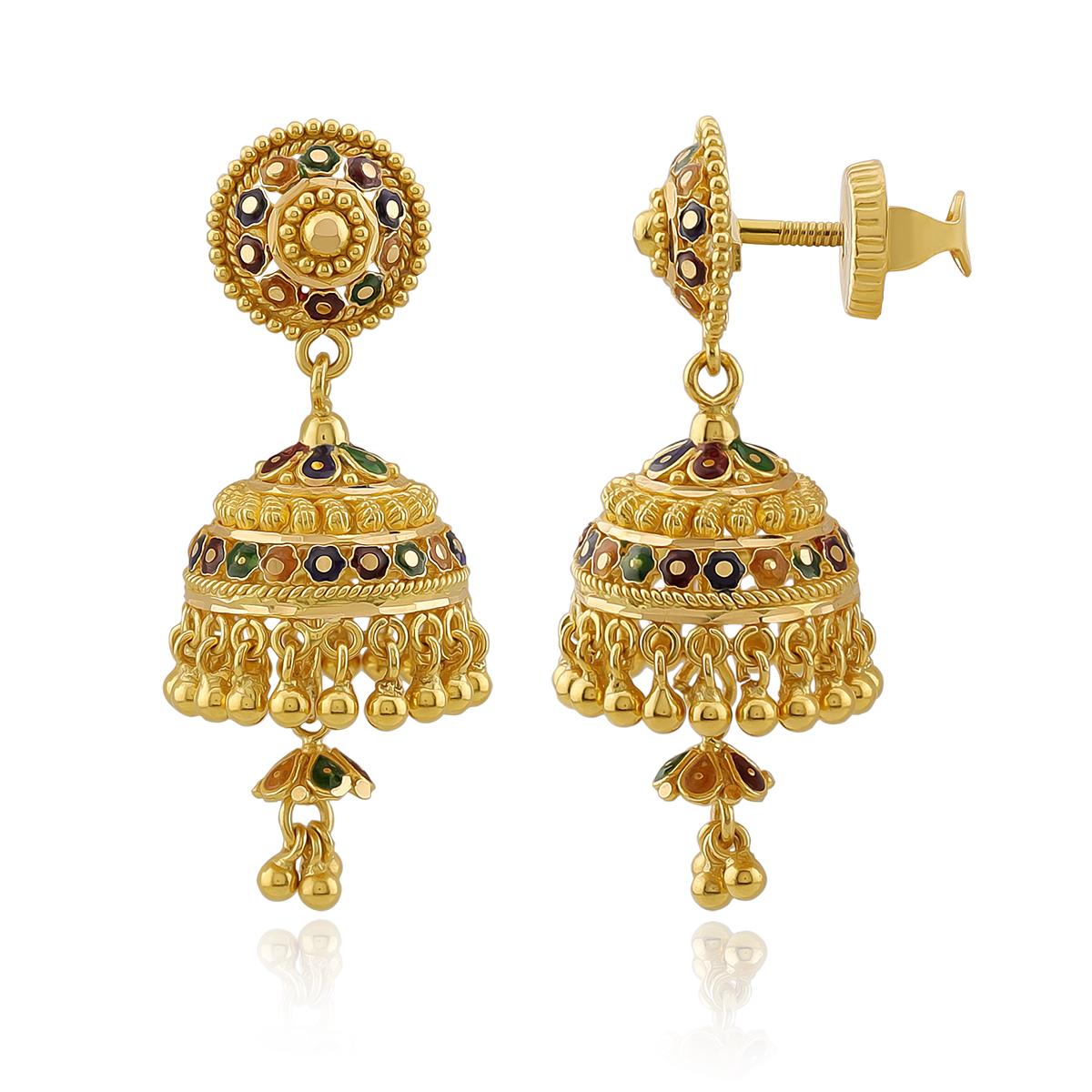 22ct Meenakari Jhumka Earrings