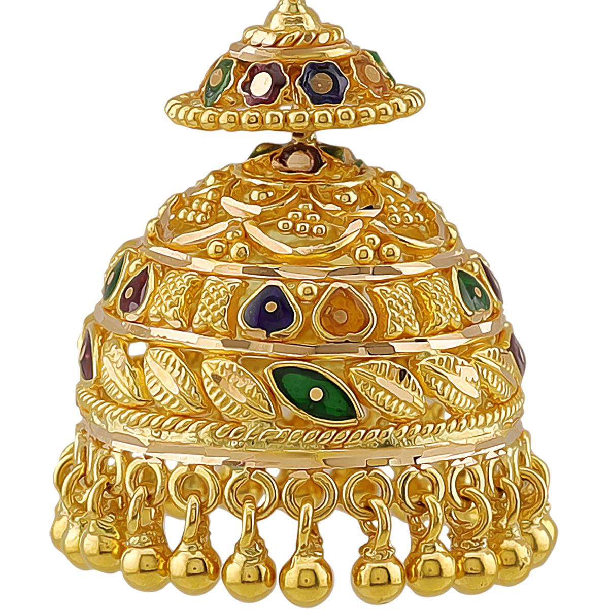 Large 22ct Meenakari Jhumka Earrings