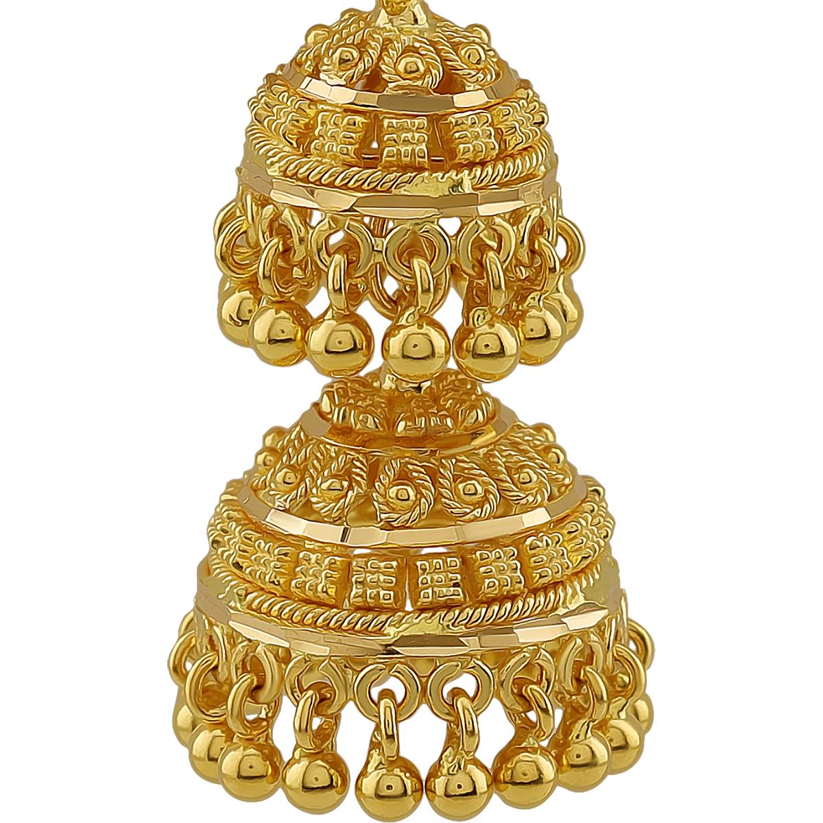 Double Layer Traditional 22ct Gold Jhumkas