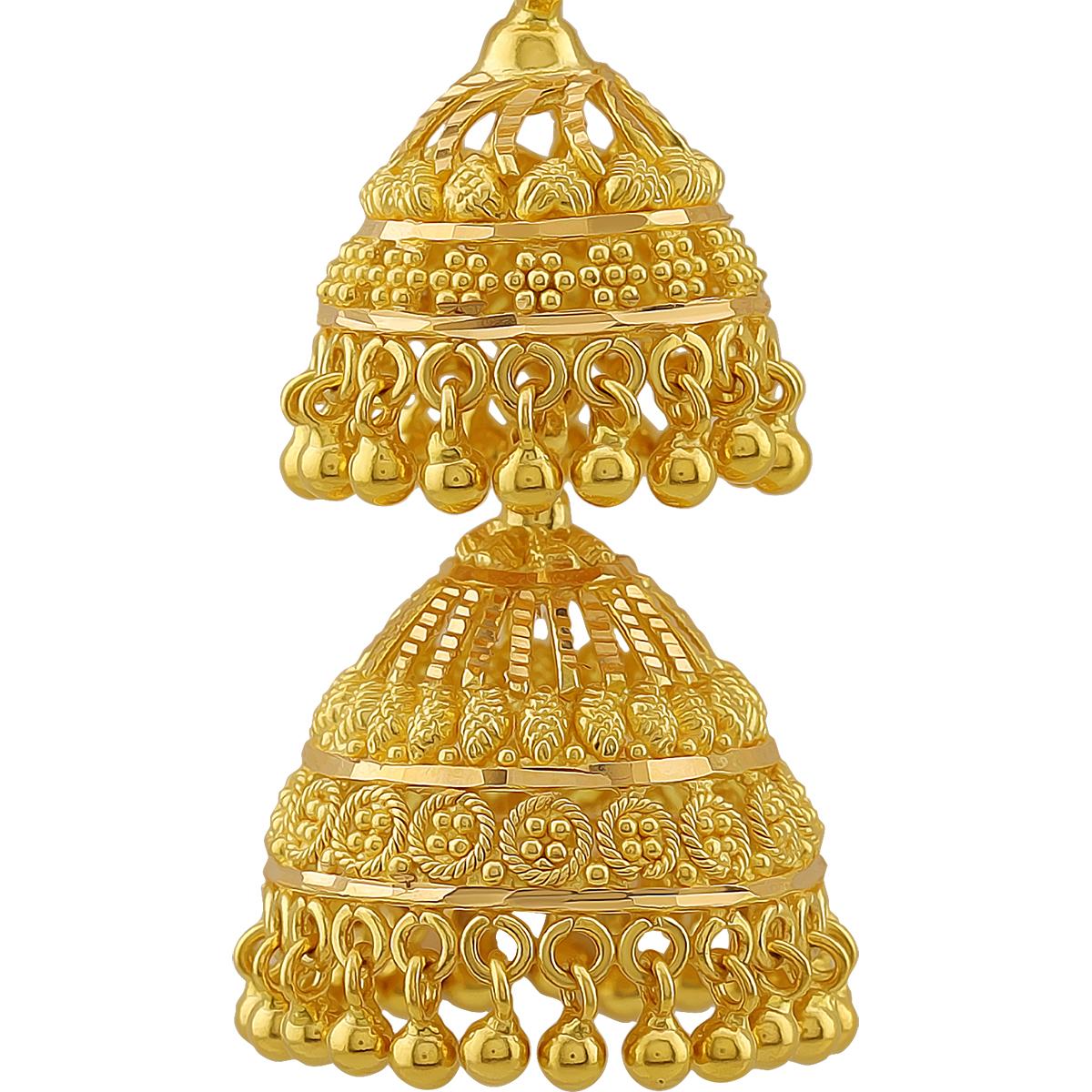 Double Layer Traditional 22ct Gold Jhumkas