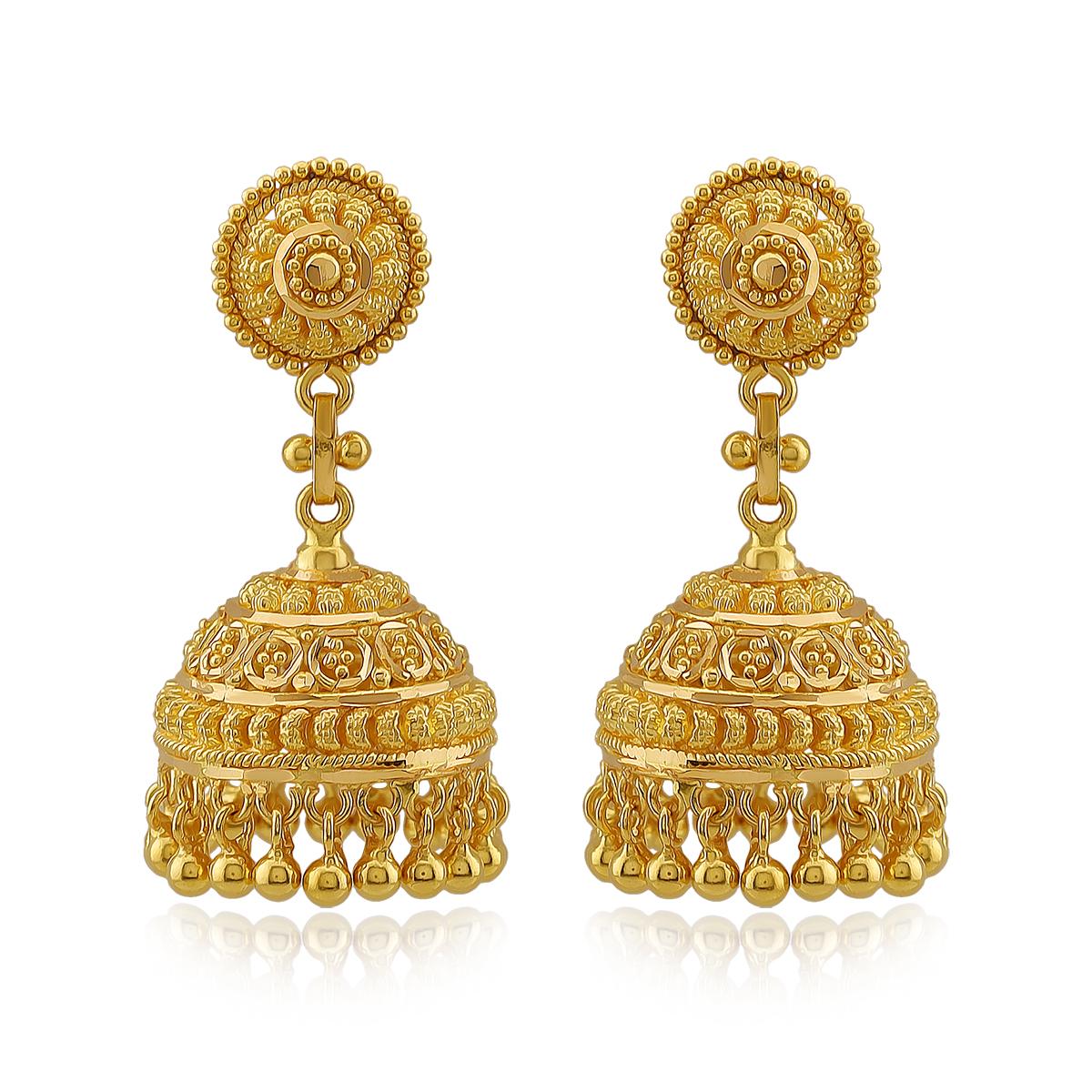 Floral 22ct Gold Jhumka Earrings Image