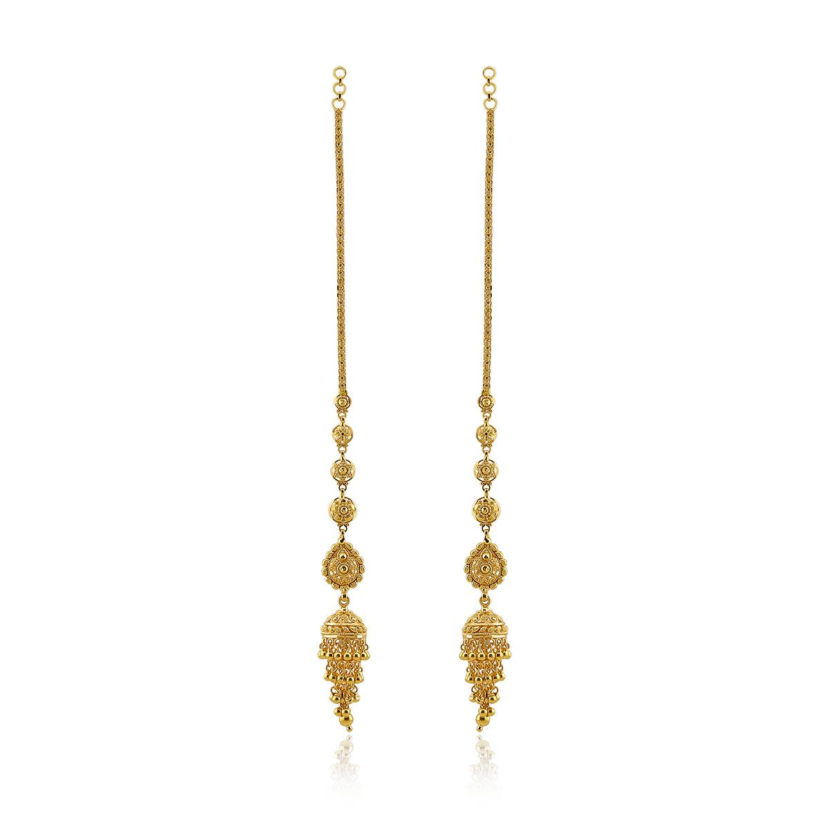 Long Ear Chain Jhumka Drop Earrings Image